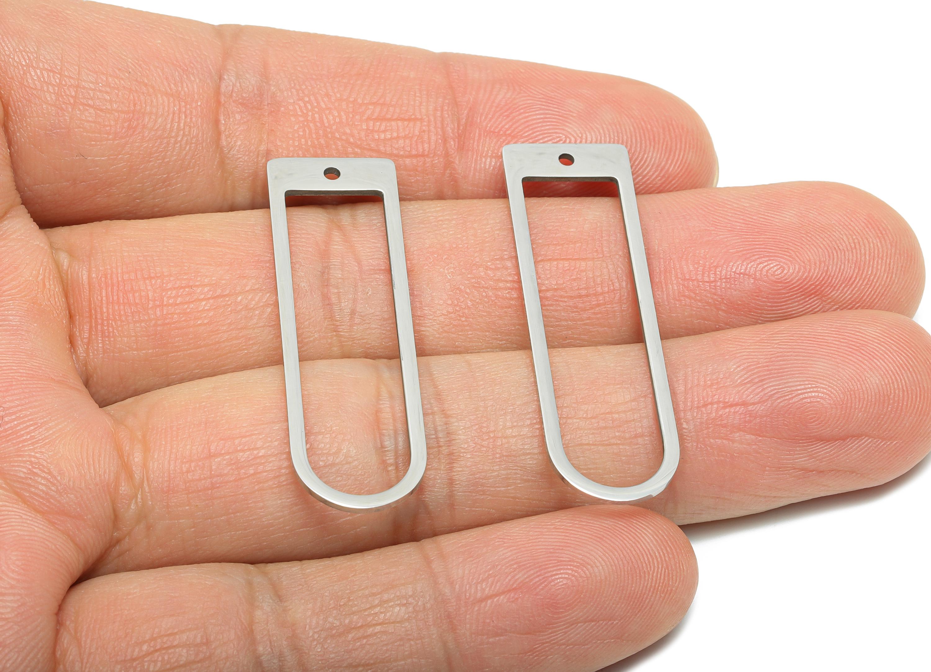 Steel Rectangle Pendant - Modern Openwork Connector For DIY Crafts - Cutout Pendant For DIY Craft - Geometric Pendant - 39x11x0.9mm - SS2320 - DOMEDBAZAAR