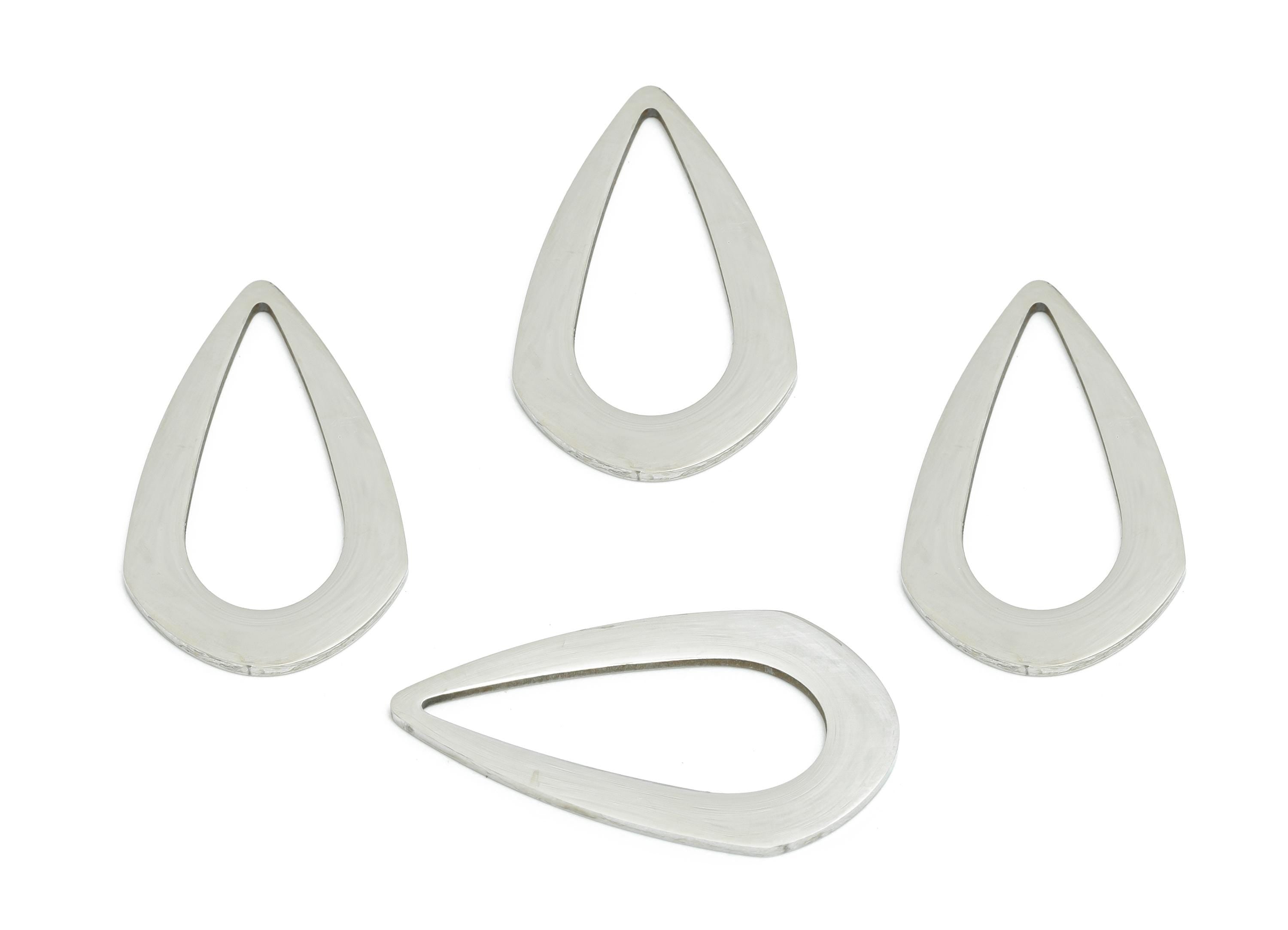 Steel Teardrop Charm - Stainless Steel Drop Charm - Lightweight Modern Geometric Charm - Cutout Charm For DIY Craft - 26x15x0.9mm - SS2289 - DOMEDBAZAAR