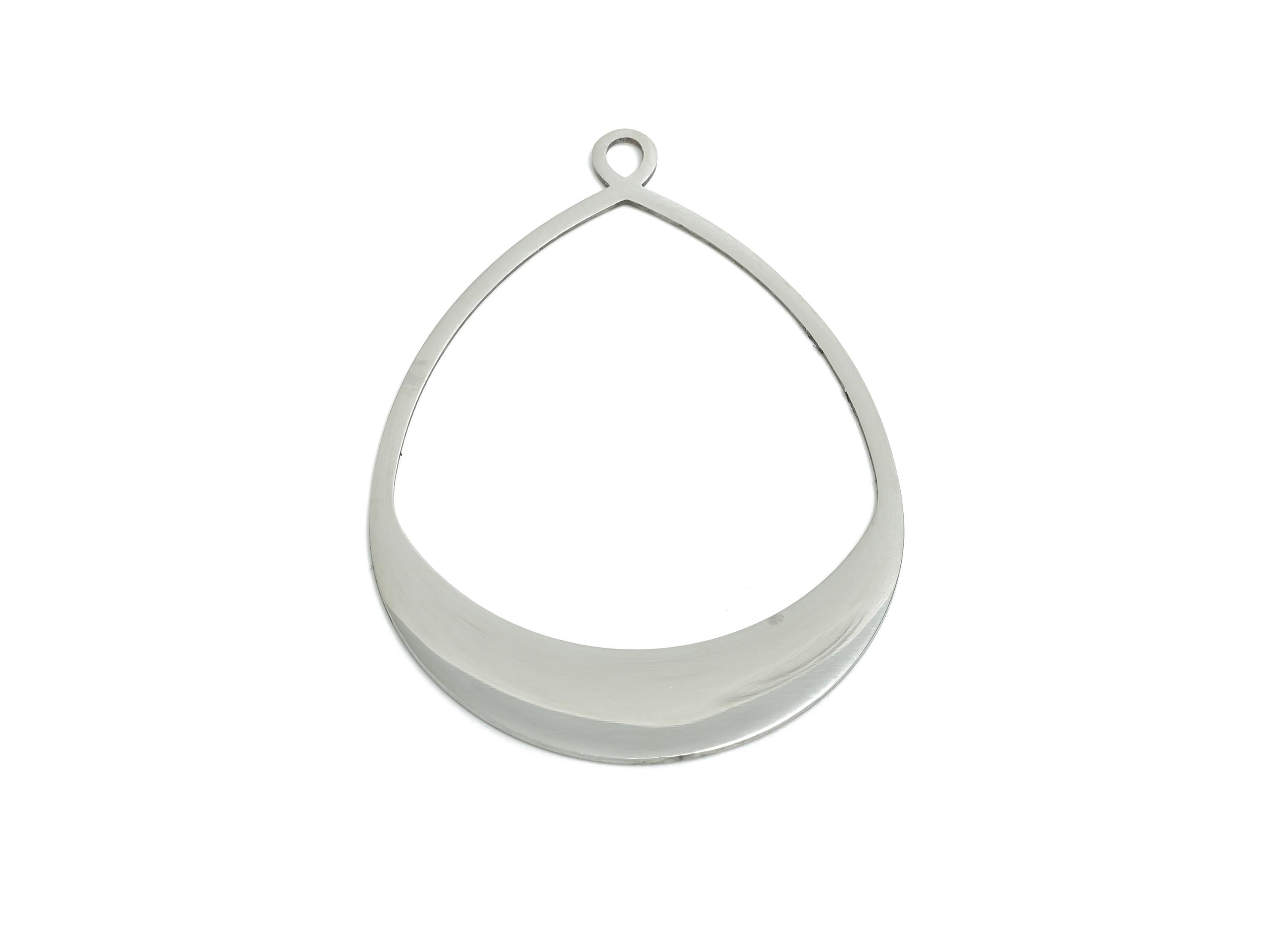 Steel Open Teardrop Pendant - Large Hollow Drop Pendant - Customizable Teardrop Pendant for DIY Jewelry - Drop Pendant - 49x35x0.98mm-SS2269 - DOMEDBAZAAR