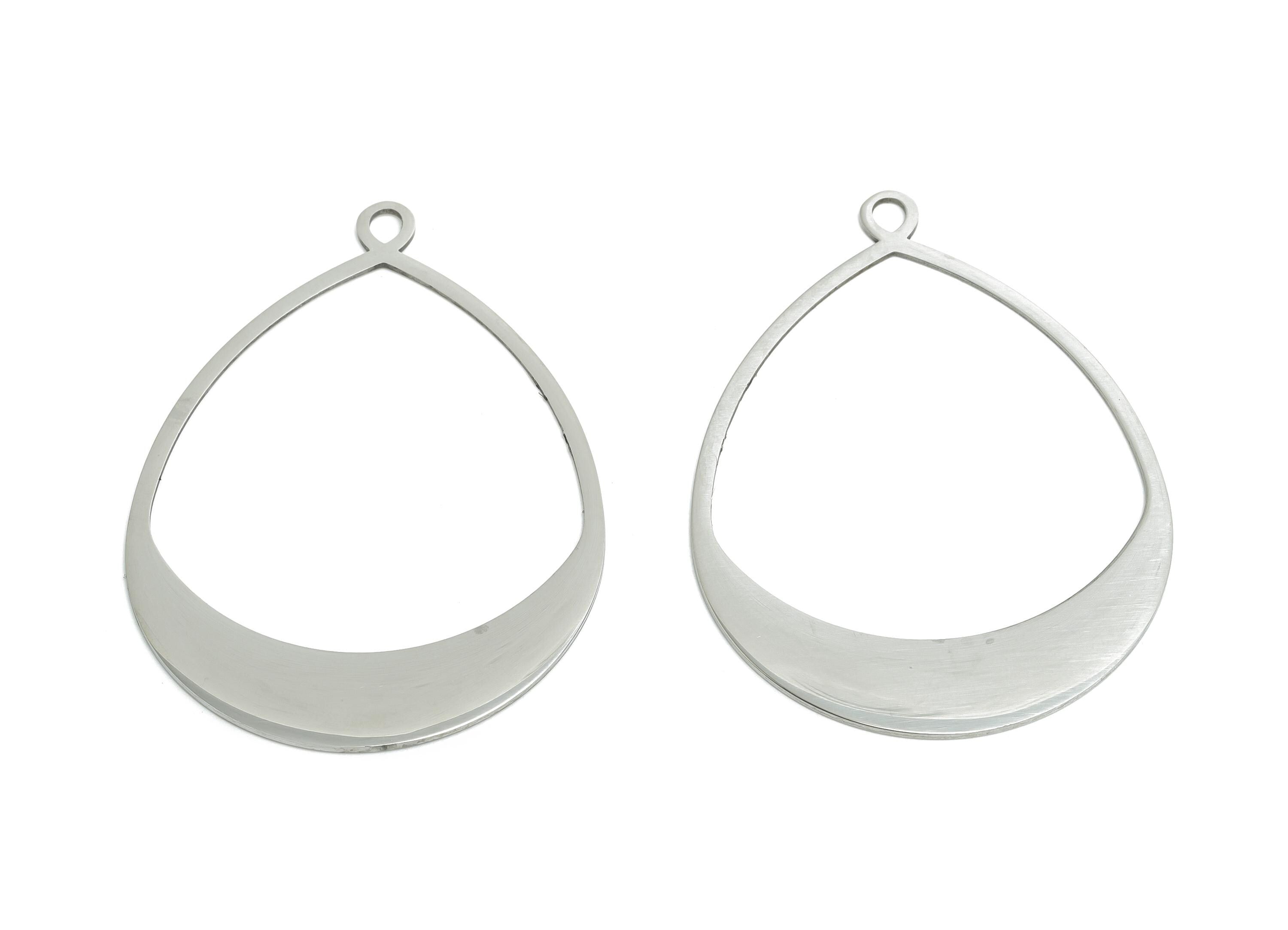 Steel Open Teardrop Pendant - Large Hollow Drop Pendant - Customizable Teardrop Pendant for DIY Jewelry - Drop Pendant - 49x35x0.98mm-SS2269 - DOMEDBAZAAR