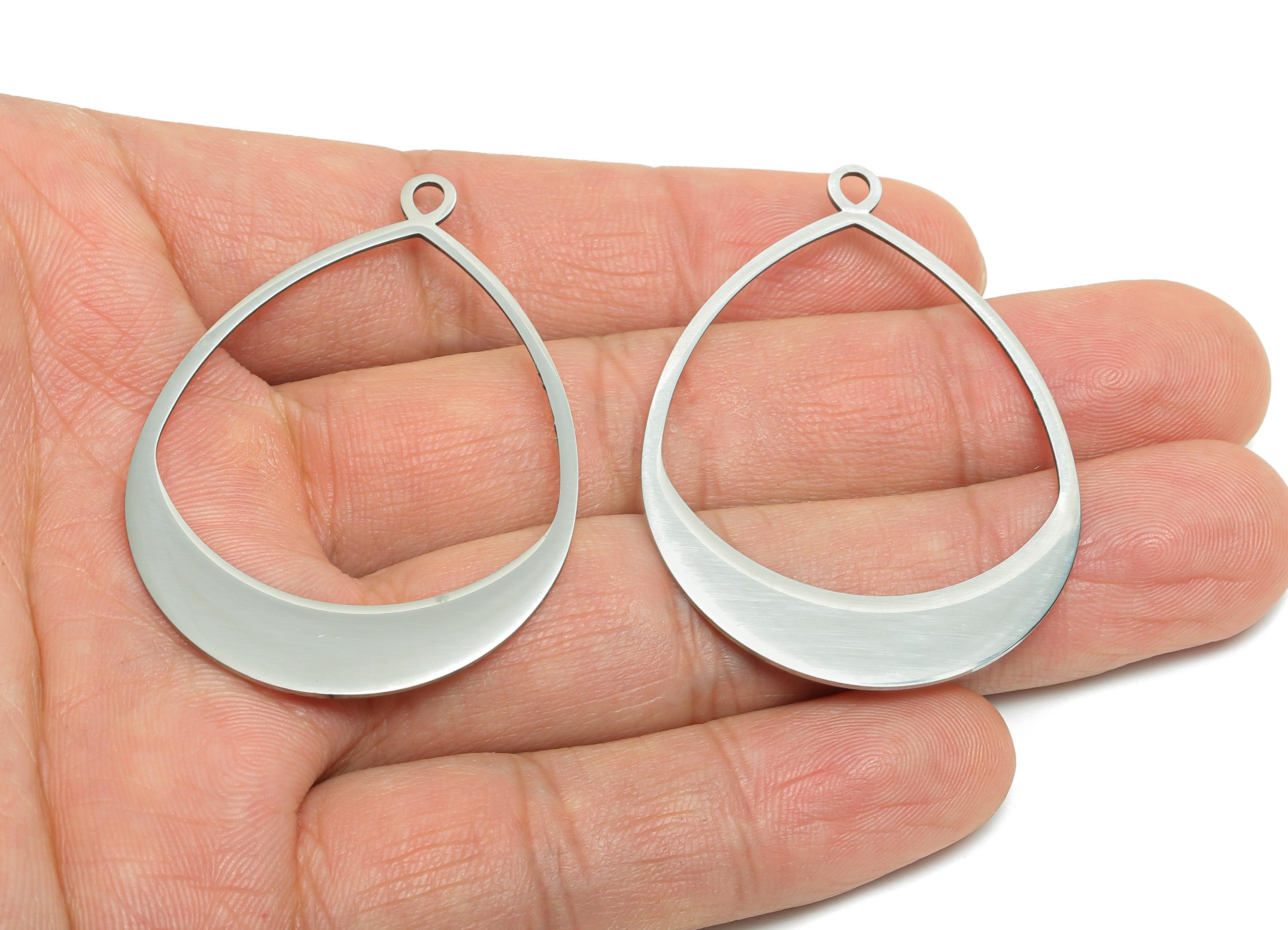 Steel Open Teardrop Pendant - Large Hollow Drop Pendant - Customizable Teardrop Pendant for DIY Jewelry - Drop Pendant - 49x35x0.98mm-SS2269 - DOMEDBAZAAR