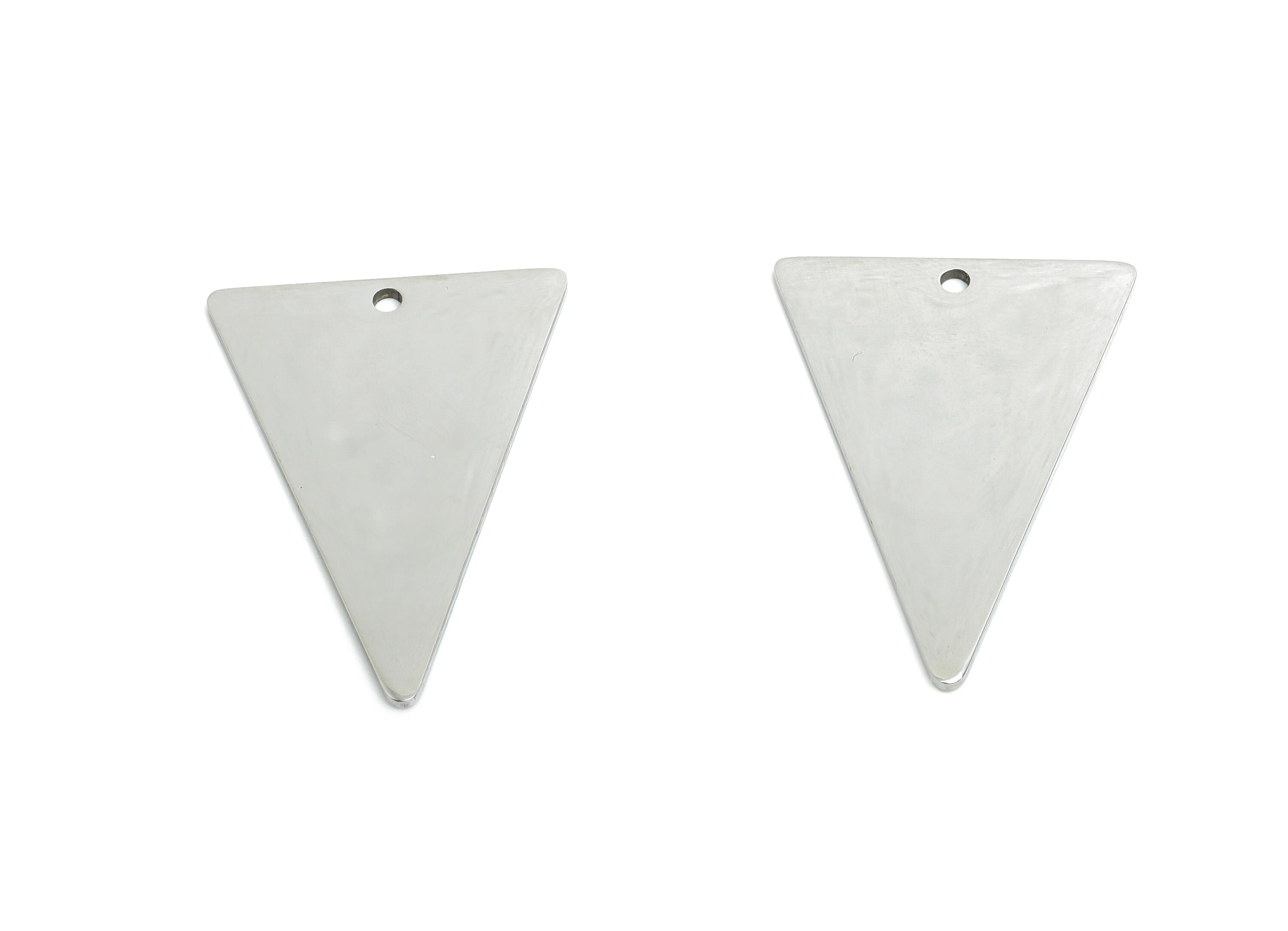 Steel Triangle Pendant - Stainless Steel Geometric Earring Charm - Triangle Metal Sleek For Handmade - Modern Charm - 28x20x0.98mm - SS2530 - DOMEDBAZAAR