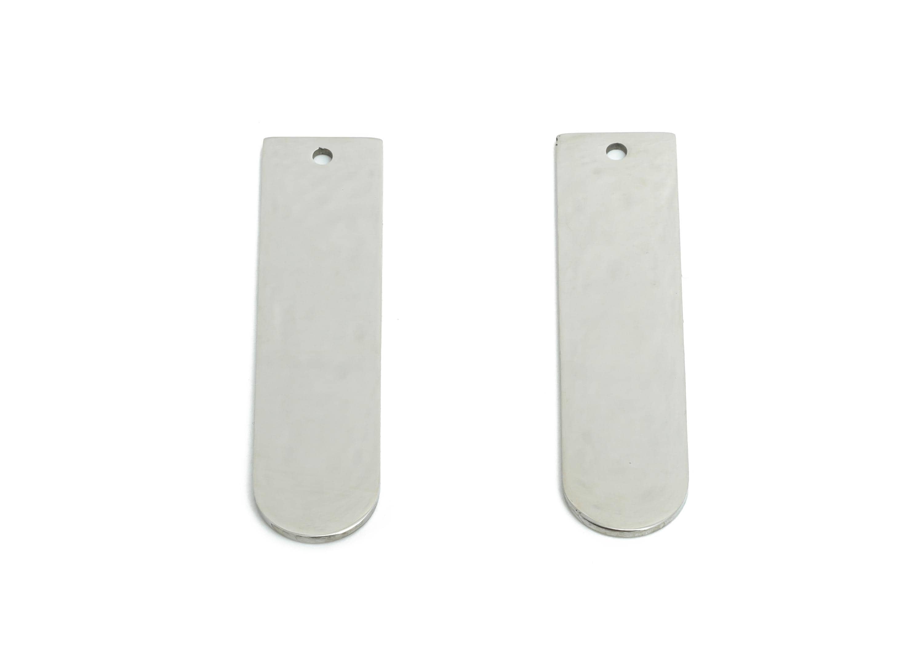 Steel Rectangle Pendant - Modern Slim Bar Pendant For DIY Crafts - Pendant for Layering Necklaces - Geometric Pendant - 34x9x0.98mm-SS2321 - DOMEDBAZAAR