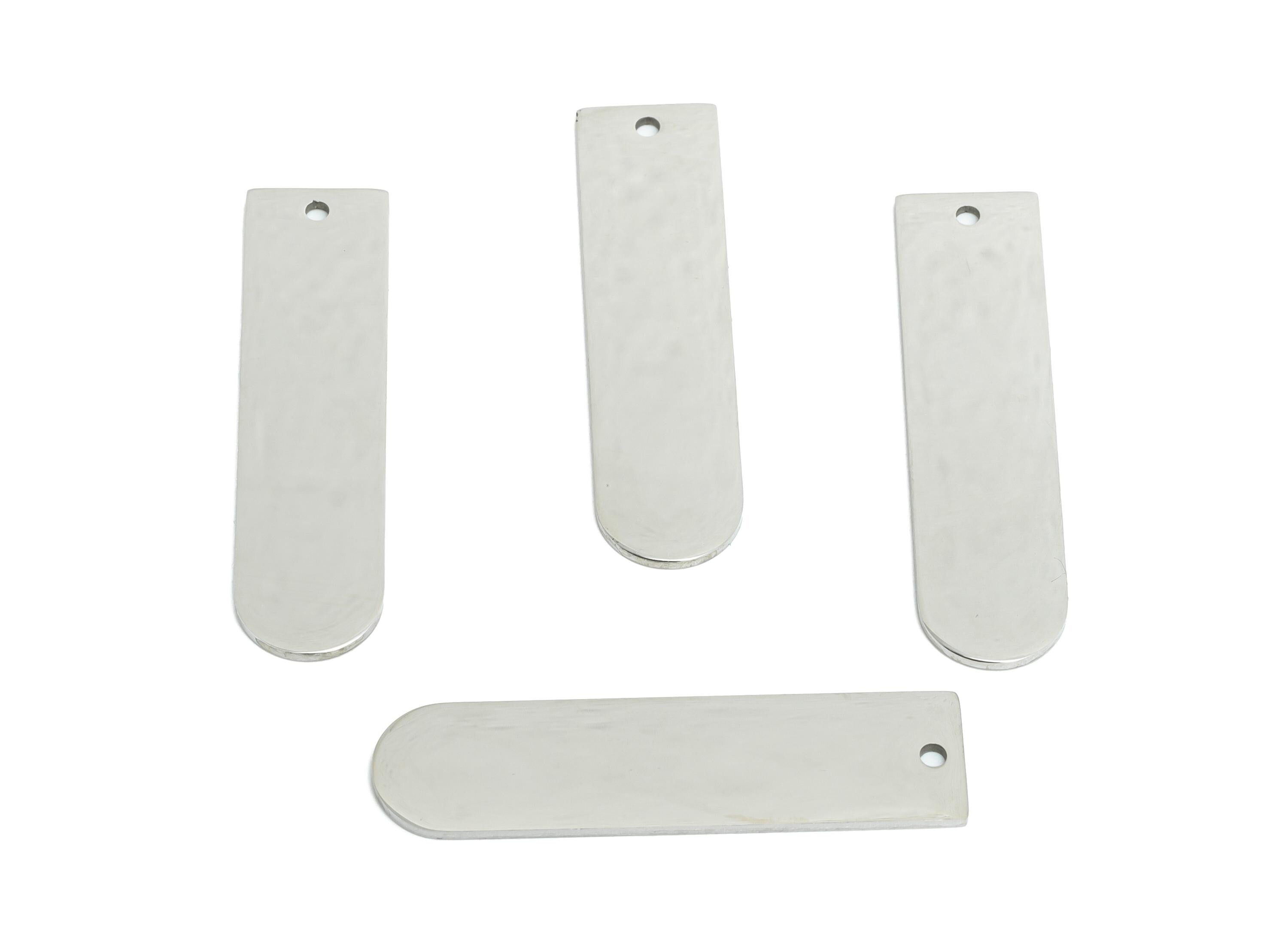 Steel Rectangle Pendant - Modern Slim Bar Pendant For DIY Crafts - Pendant for Layering Necklaces - Geometric Pendant - 34x9x0.98mm-SS2321 - DOMEDBAZAAR