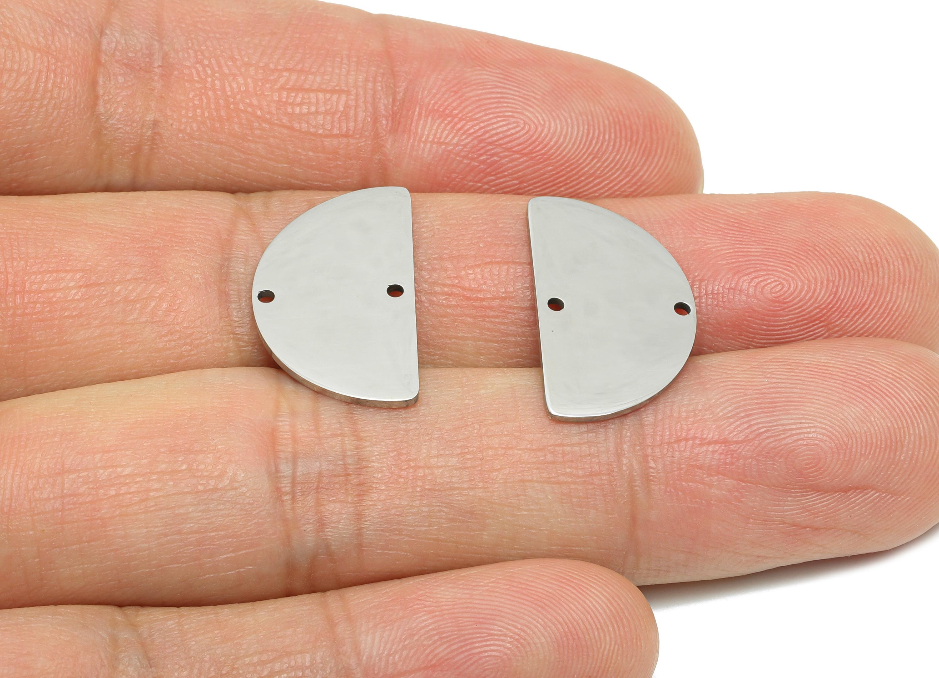 Steel Half-Circle Connector - Geometric Charm For DIY Crafts - Modern Crescent Pendant - Customizable Pendant Piece - 20x12x0.98mm - SS2304 - DOMEDBAZAAR