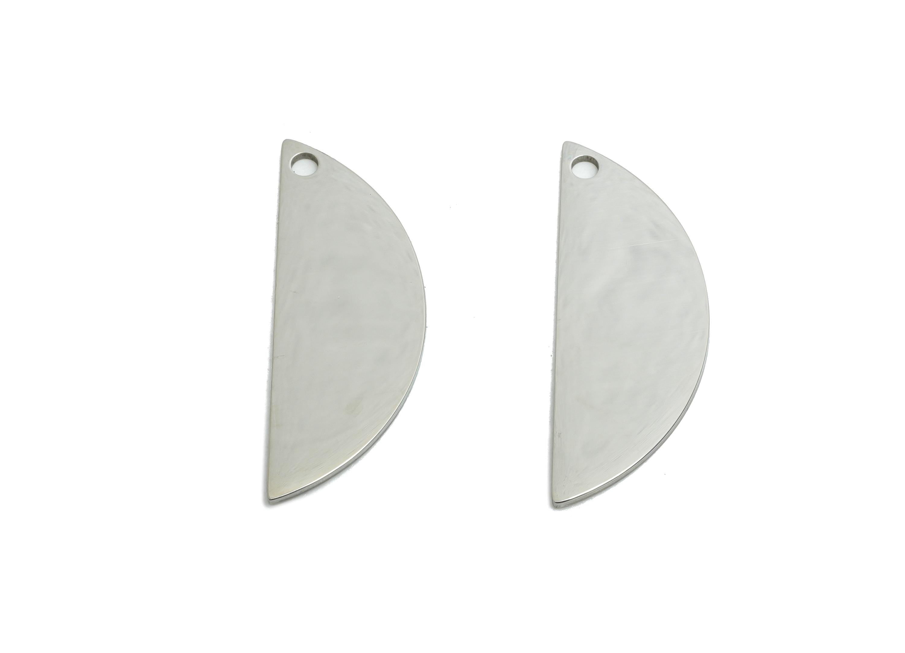 Steel Half-Circle Earring Charm - Geometric Charm For DIY Crafts - Modern Moon Pendant - Customizable Pendant Piece - 27x10x0.98mm - SS2300 - DOMEDBAZAAR