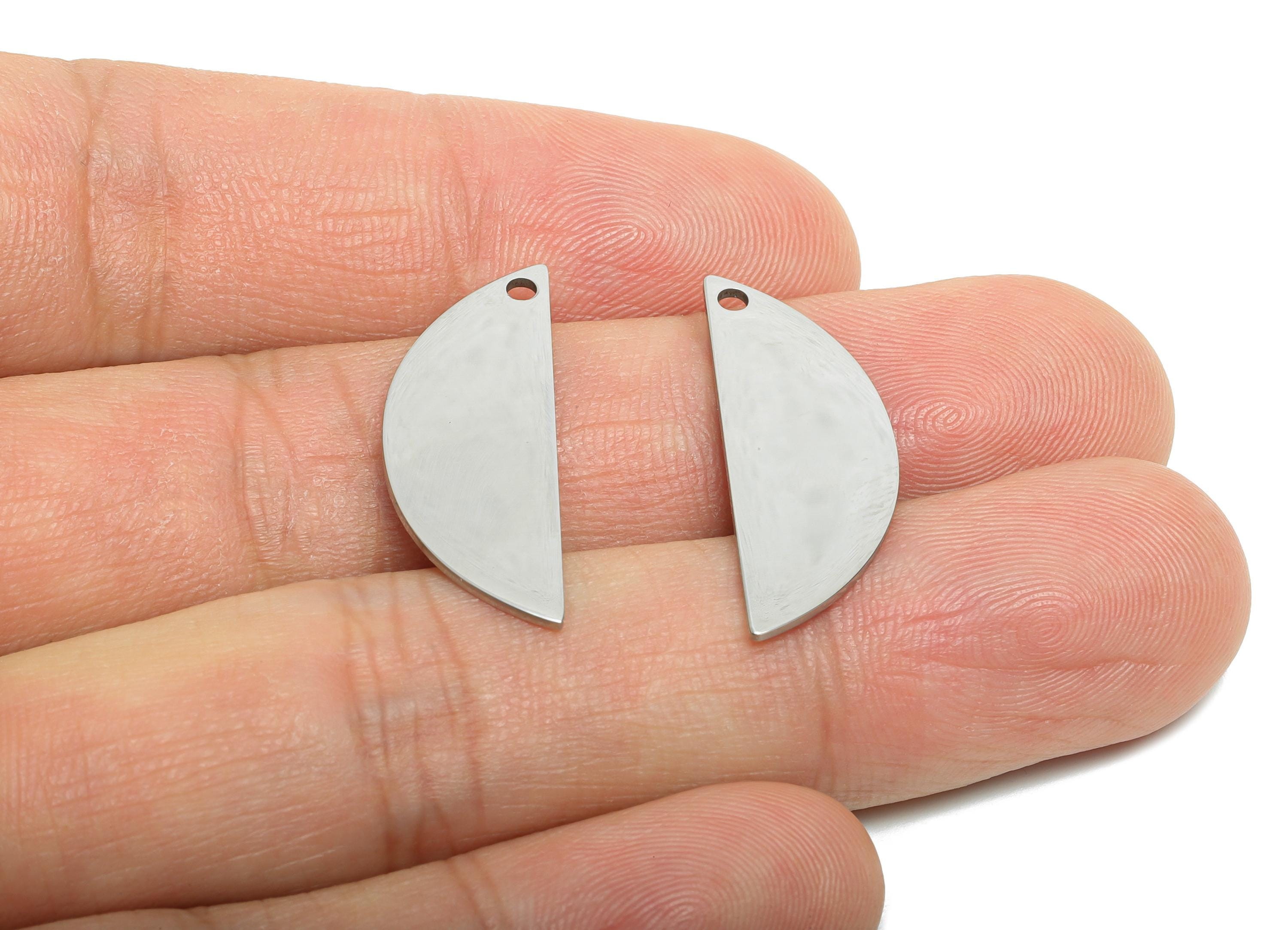 Steel Half-Circle Earring Charm - Geometric Charm For DIY Crafts - Modern Moon Pendant - Customizable Pendant Piece - 27x10x0.98mm - SS2300 - DOMEDBAZAAR