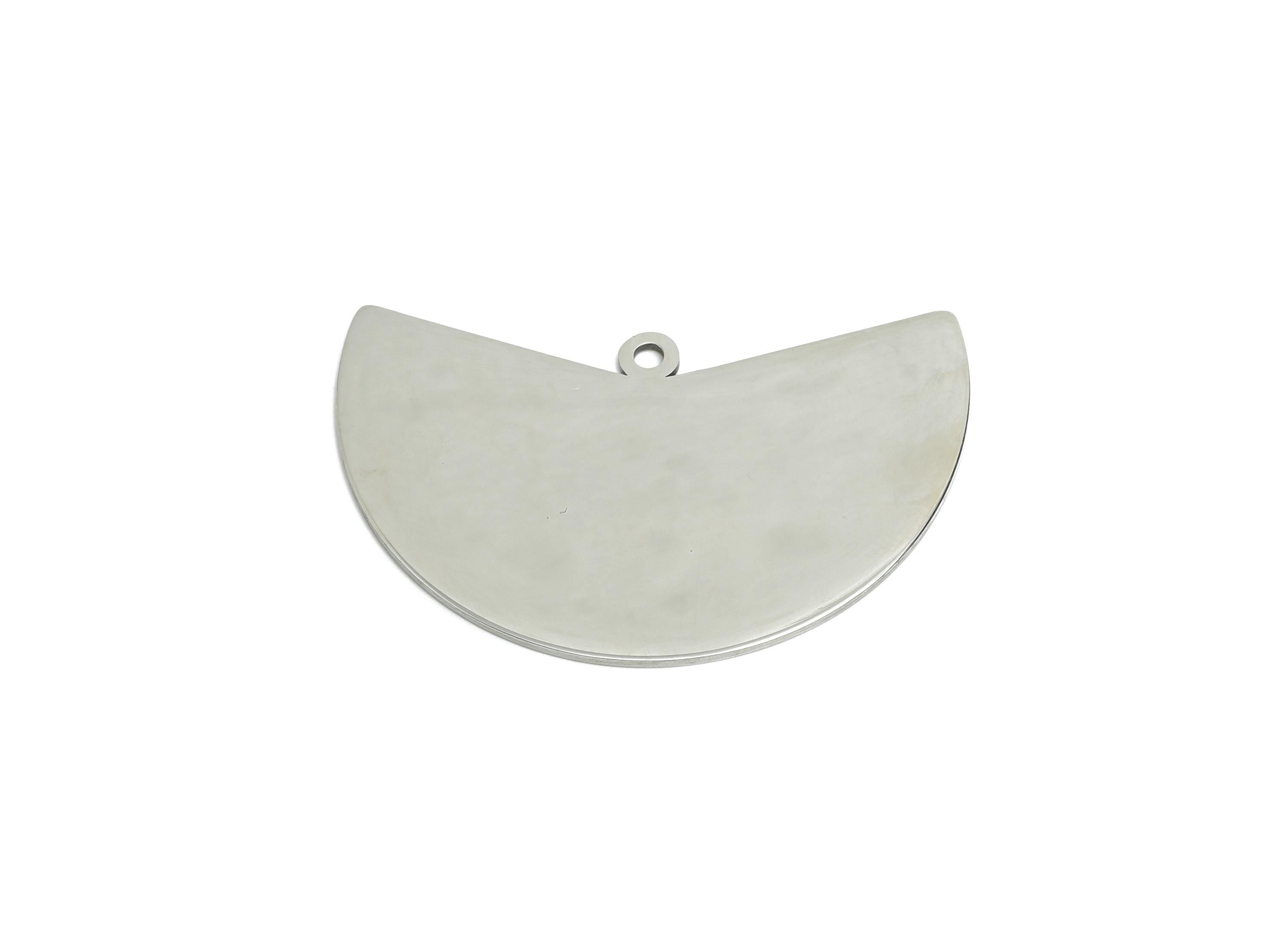 Steel Pie Slice Pendant - Minimalist Geometry Charm for DIY Jewelry - High-Quality Half Disc Stainless Steel Charm - 37x24x0.98mm - SS2338 - DOMEDBAZAAR