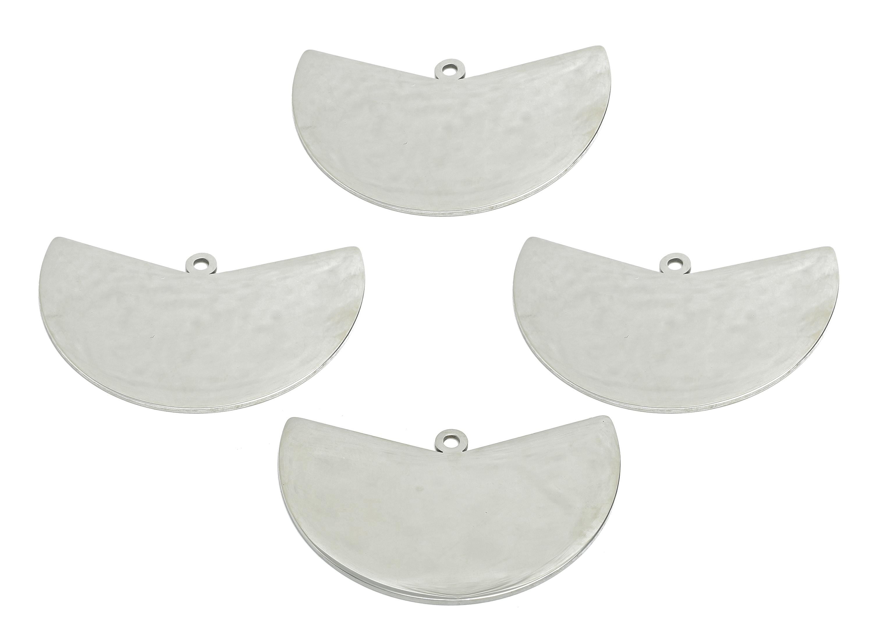 Steel Pie Slice Pendant - Minimalist Geometry Charm for DIY Jewelry - High-Quality Half Disc Stainless Steel Charm - 37x24x0.98mm - SS2338 - DOMEDBAZAAR