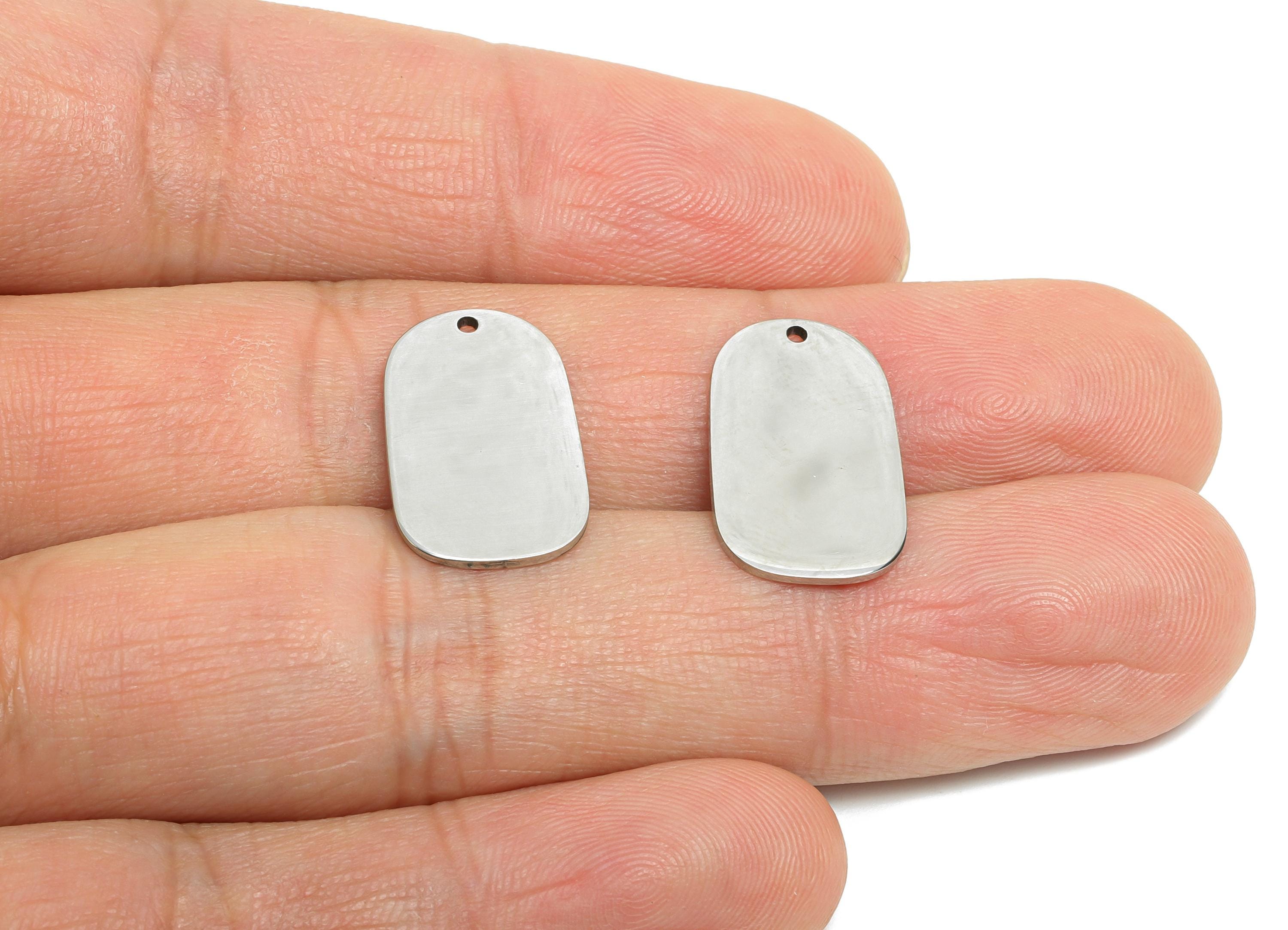 Steel Oval Rectangle Pendant - Minimalist Geometry Charm for DIY Jewelry - High-Quality Flat Stainless Steel Charm - 19x11x0.98mm - SS2528 - DOMEDBAZAAR