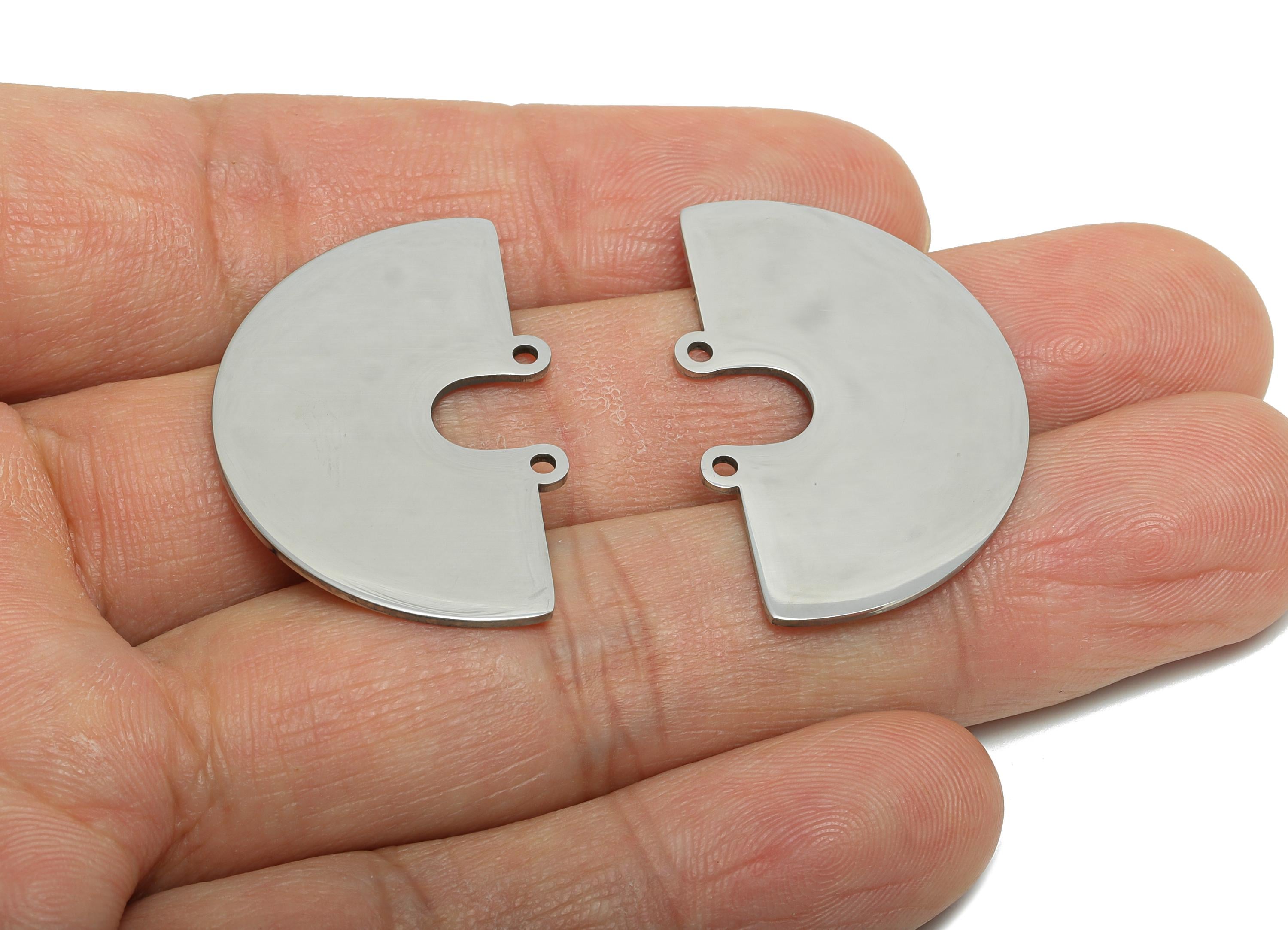 Steel Half Moon Pendant - Minimalist Geometry Charm for DIY Jewelry - High-Quality Half Moon Stainless Steel Charm - 33x21x0.98mm - SS2532 - DOMEDBAZAAR