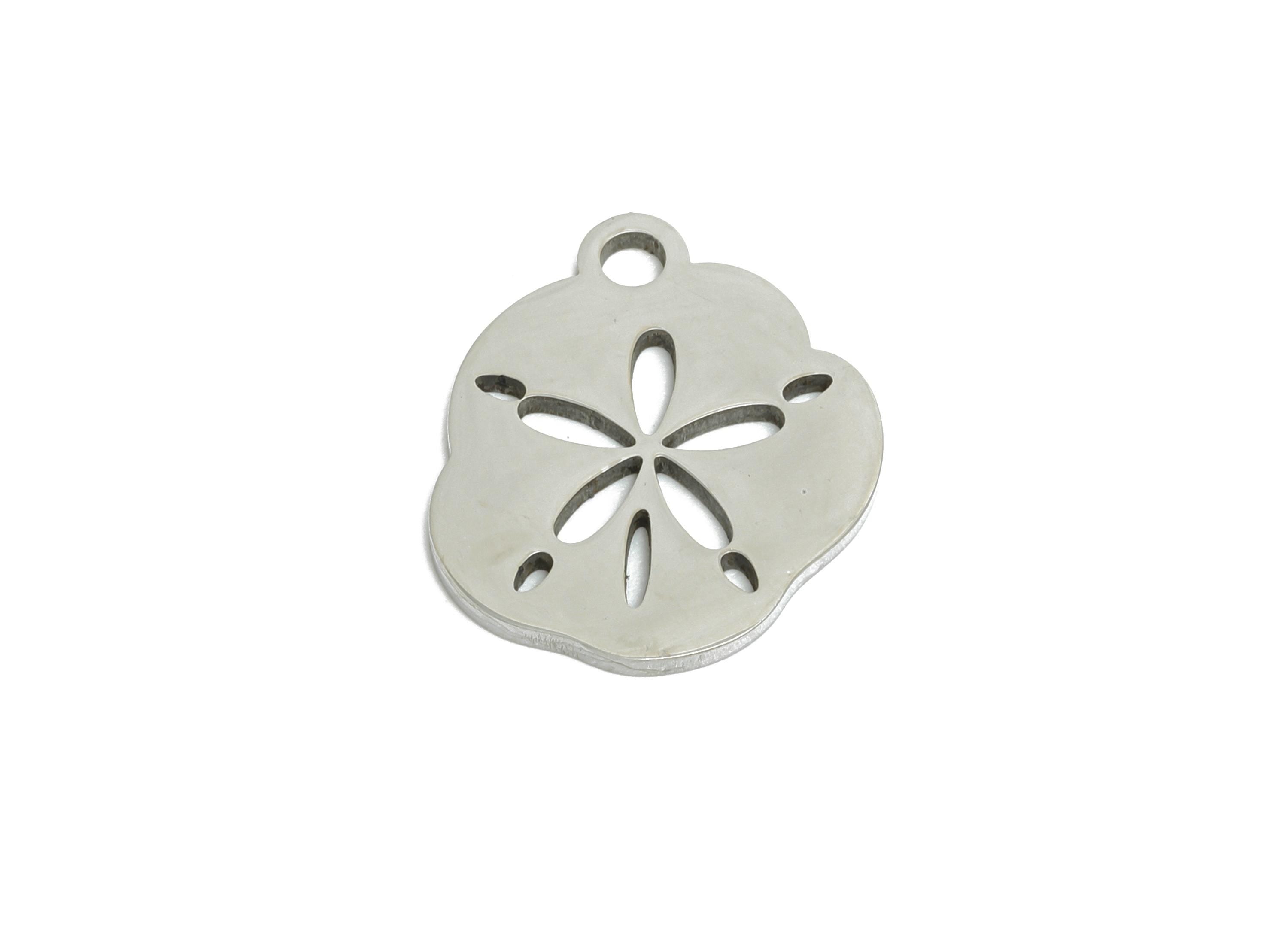 Steel Laser cut Floral Charm - Modern Nature-Inspired Jewelry - Minimalist Flower Design - DIY Jewelry Accessories - 15x12.4x0.98mm - SS2381 - DOMEDBAZAAR
