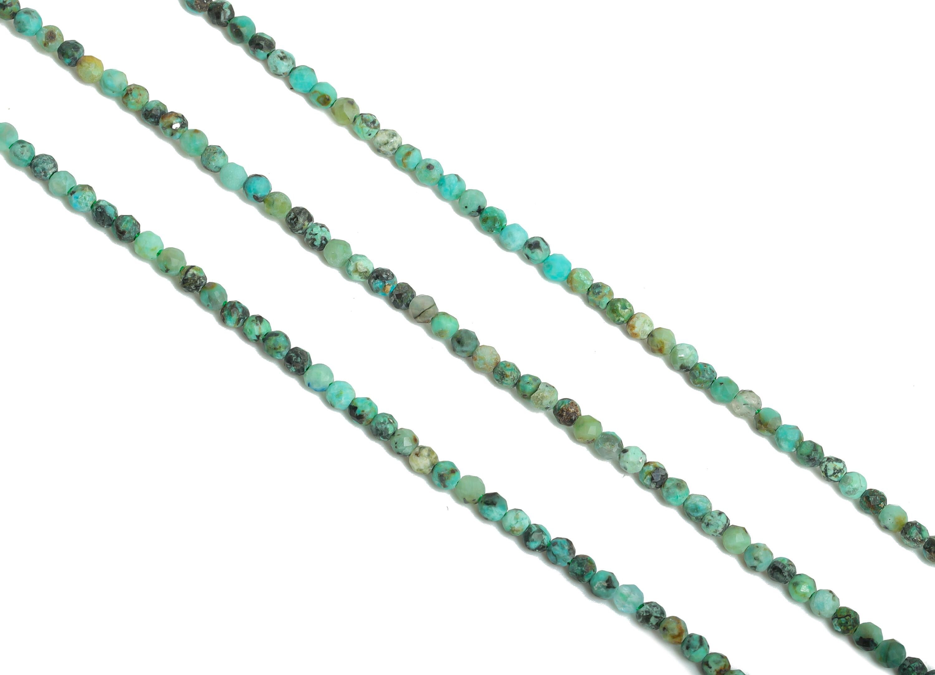 2mm Faceted Round Turquoise Beads - 15.5 inch - Natural Turquoise Beads - DIY Crafting Gemstone Bead - Jewelry Making Bead - 2x2mm - NS2410 - DOMEDBAZAAR