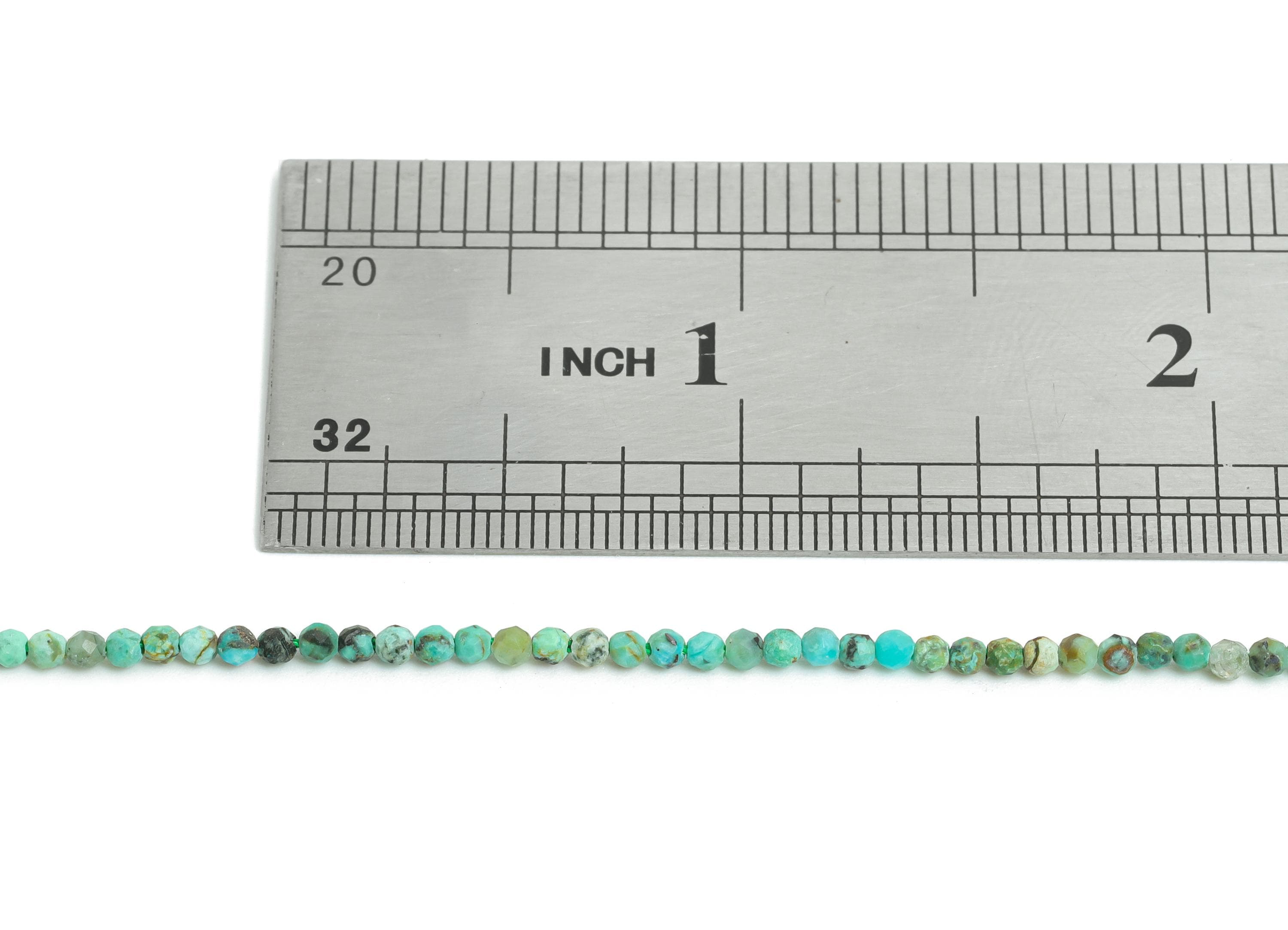 2mm Faceted Round Turquoise Beads - 15.5 inch - Natural Turquoise Beads - DIY Crafting Gemstone Bead - Jewelry Making Bead - 2x2mm - NS2410 - DOMEDBAZAAR