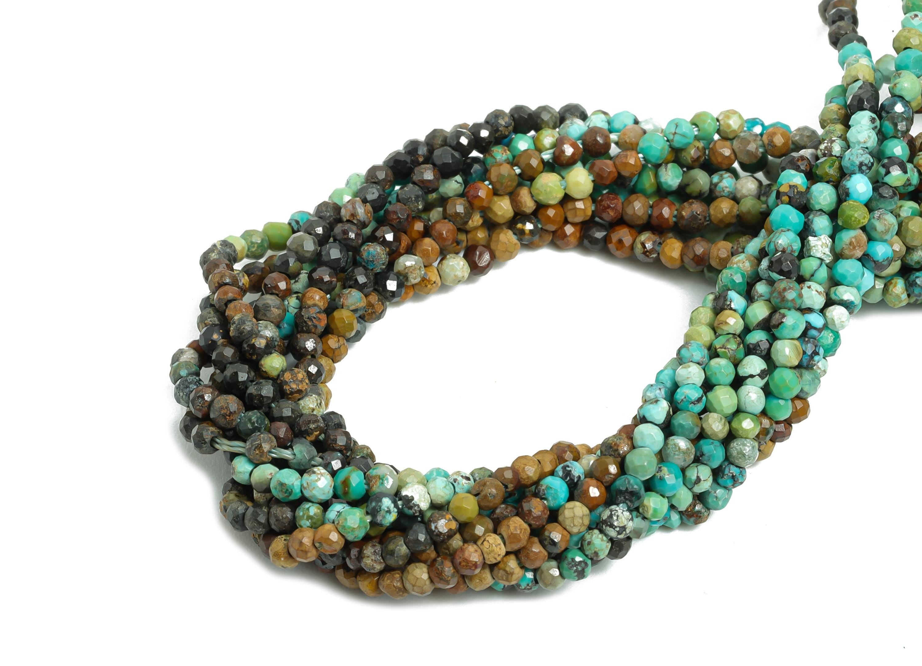 2mm Turquoise Natural Stone - Faceted Round Turquoise 15.5inch'/Strand - Sparkling Gemstone Beads for Handmade - Faceted Beads - NS2450 - DOMEDBAZAAR