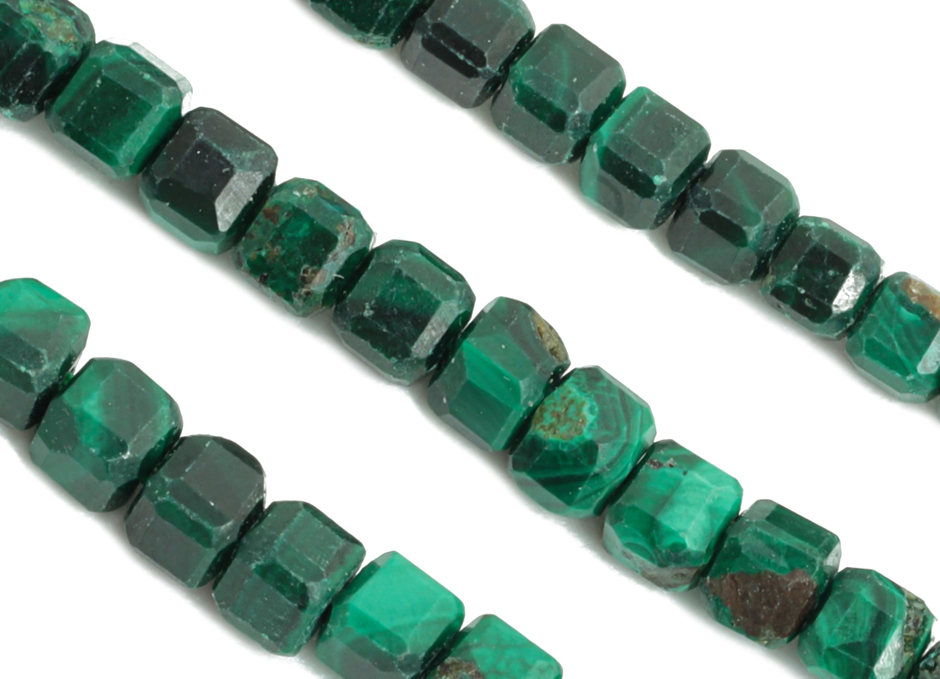 2mm Malachite Natural Stone - Faceted Cube Malachite 15.5inch' /Strand - Geometry Gemstone Beads for Handmade - Faceted Beads - NS2438 - DOMEDBAZAAR