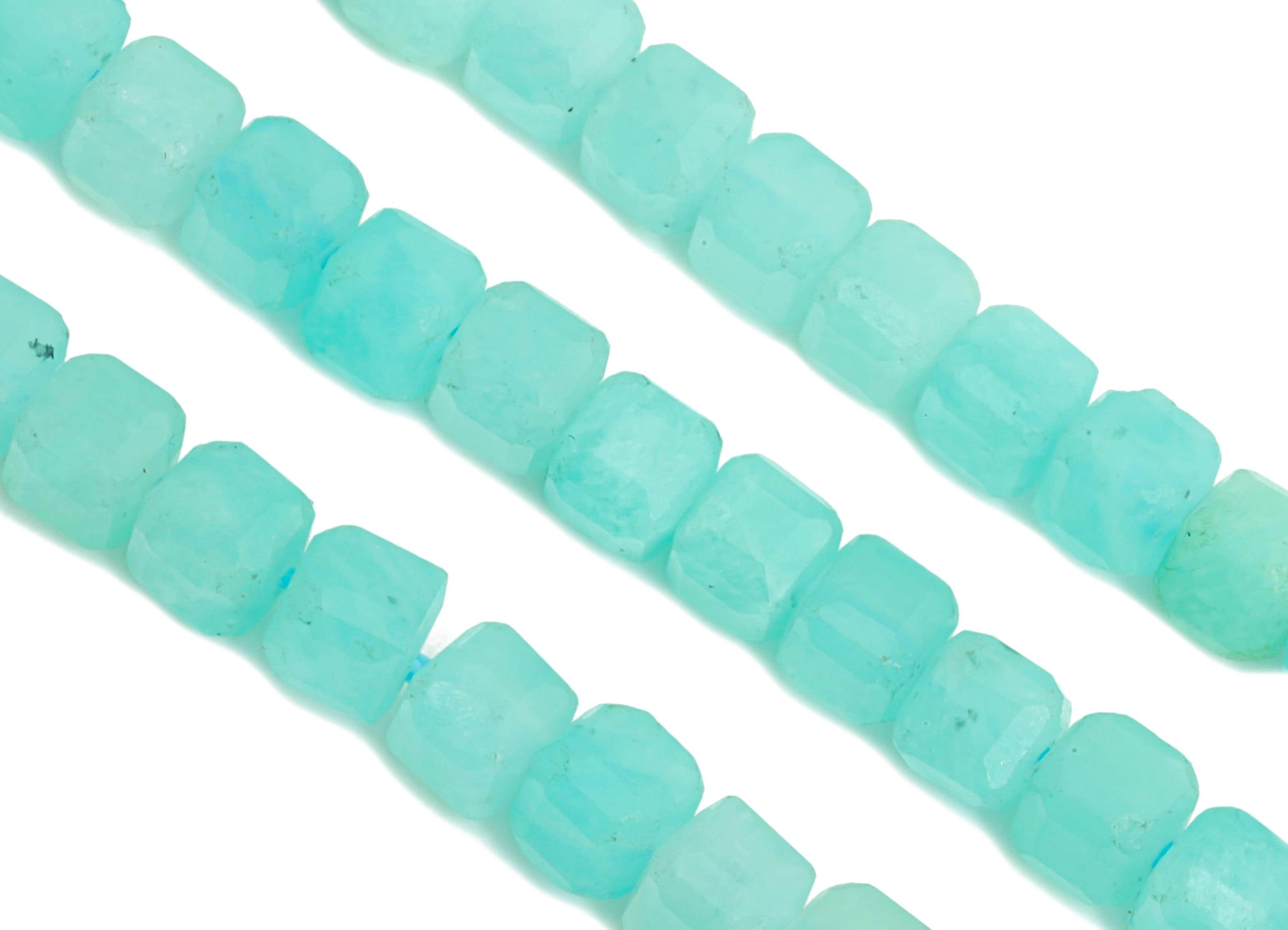 3mm Amazonite Natural Stone Bead - Faceted Cube Amazonite 15.5 inch /Strand - Handmade Gemstone Bead - Artisan Bead - Jewelry Making -NS2435 - DOMEDBAZAAR