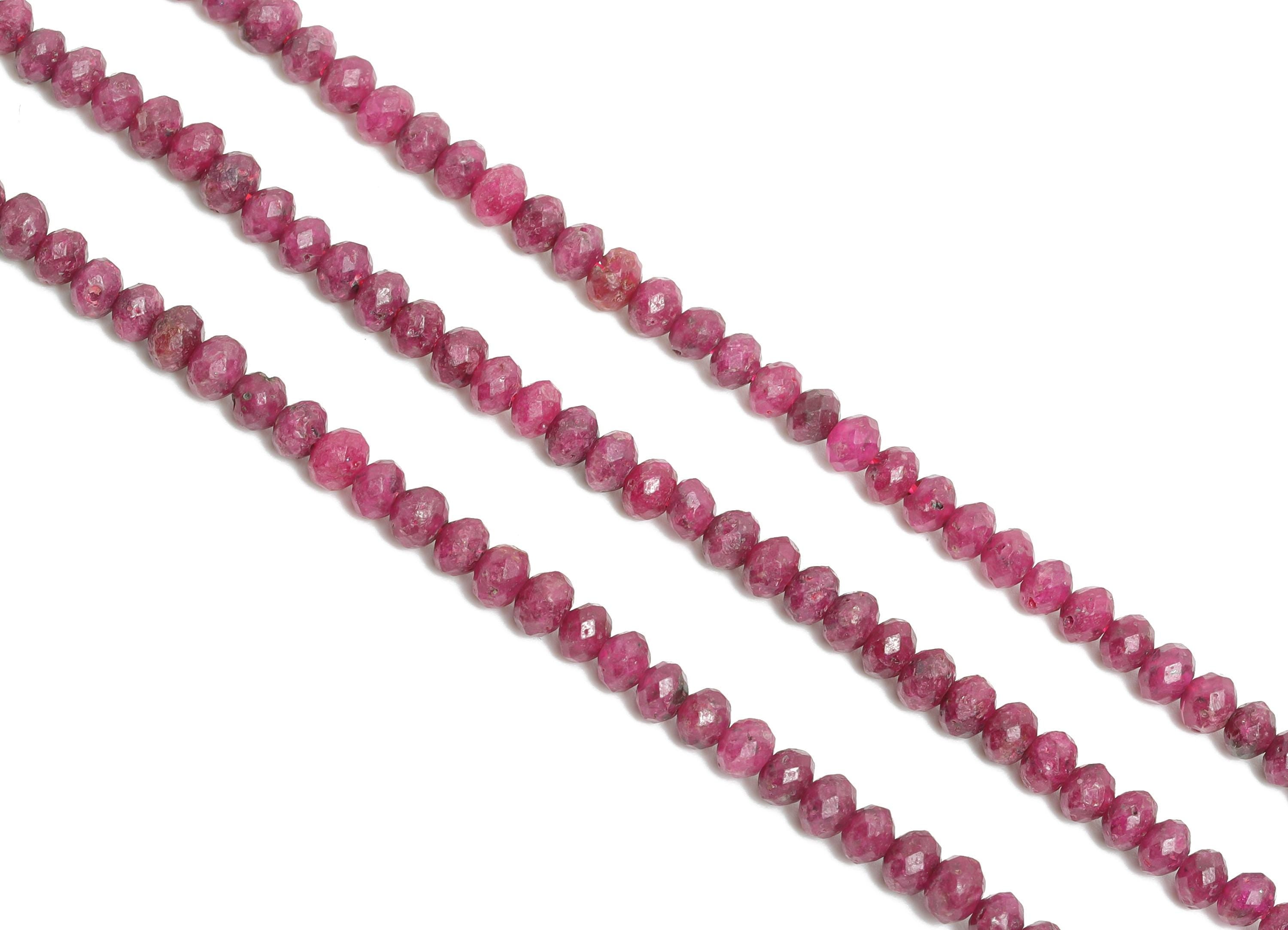 3x4mm Ruby Natural Stone Bead - Faceted Rondella Ruby 15.5 inch /Strand - Natural Gemstone Bead - Healing Stone Bead - Artisan Bead - NS2440 - DOMEDBAZAAR