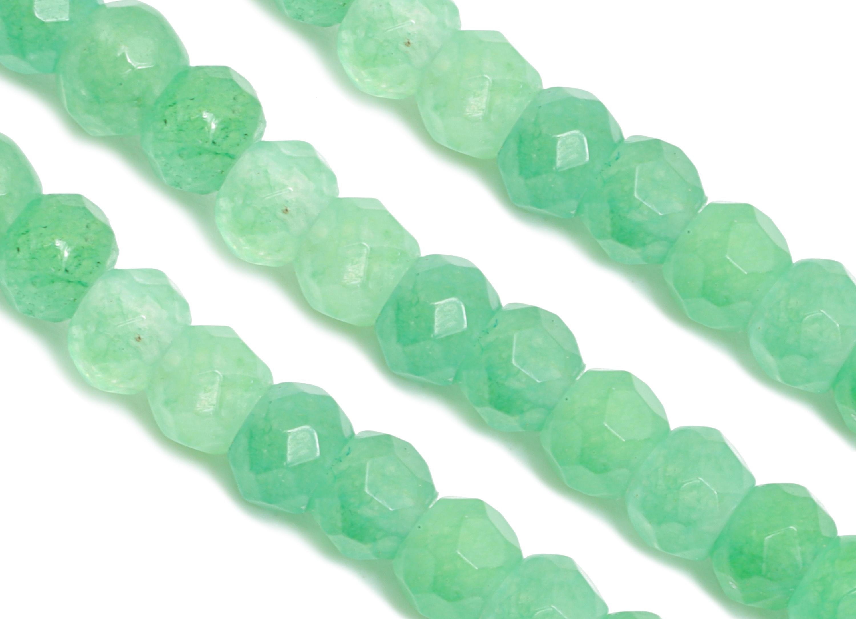 4.2x3.5mm Green Aventurine Stone Bead - Faceted Rondella Green Aventurine 14.56 inch /Strand - Handmade Jewelry Beads - NS2981 - DOMEDBAZAAR