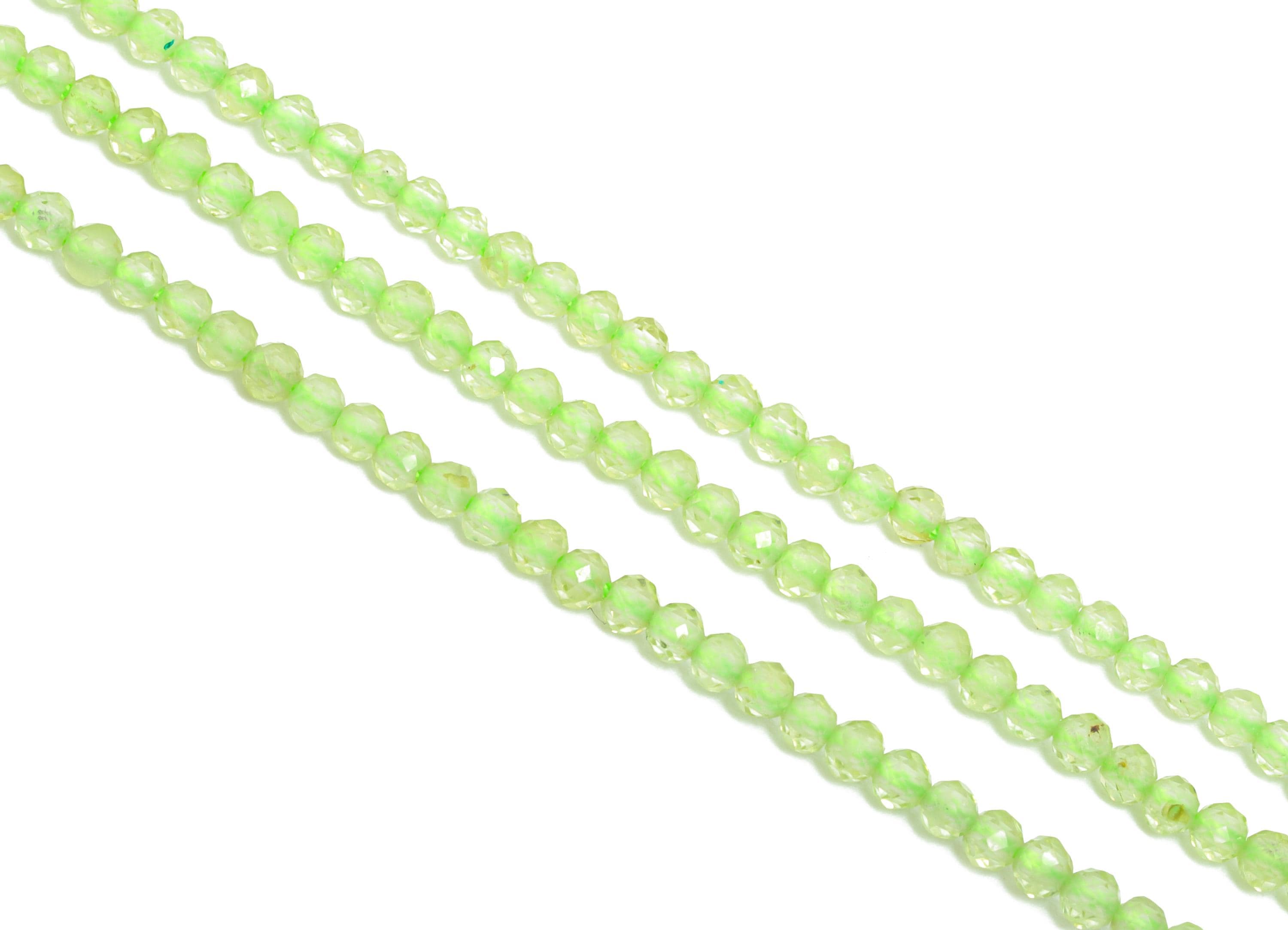 2x1.98mm Peridot Natural Stone Beads - Faceted Green Round Peridot 15.5 inch /Strand - High-Quality DIY Crafting Gemstone Beads - NS2499 - DOMEDBAZAAR