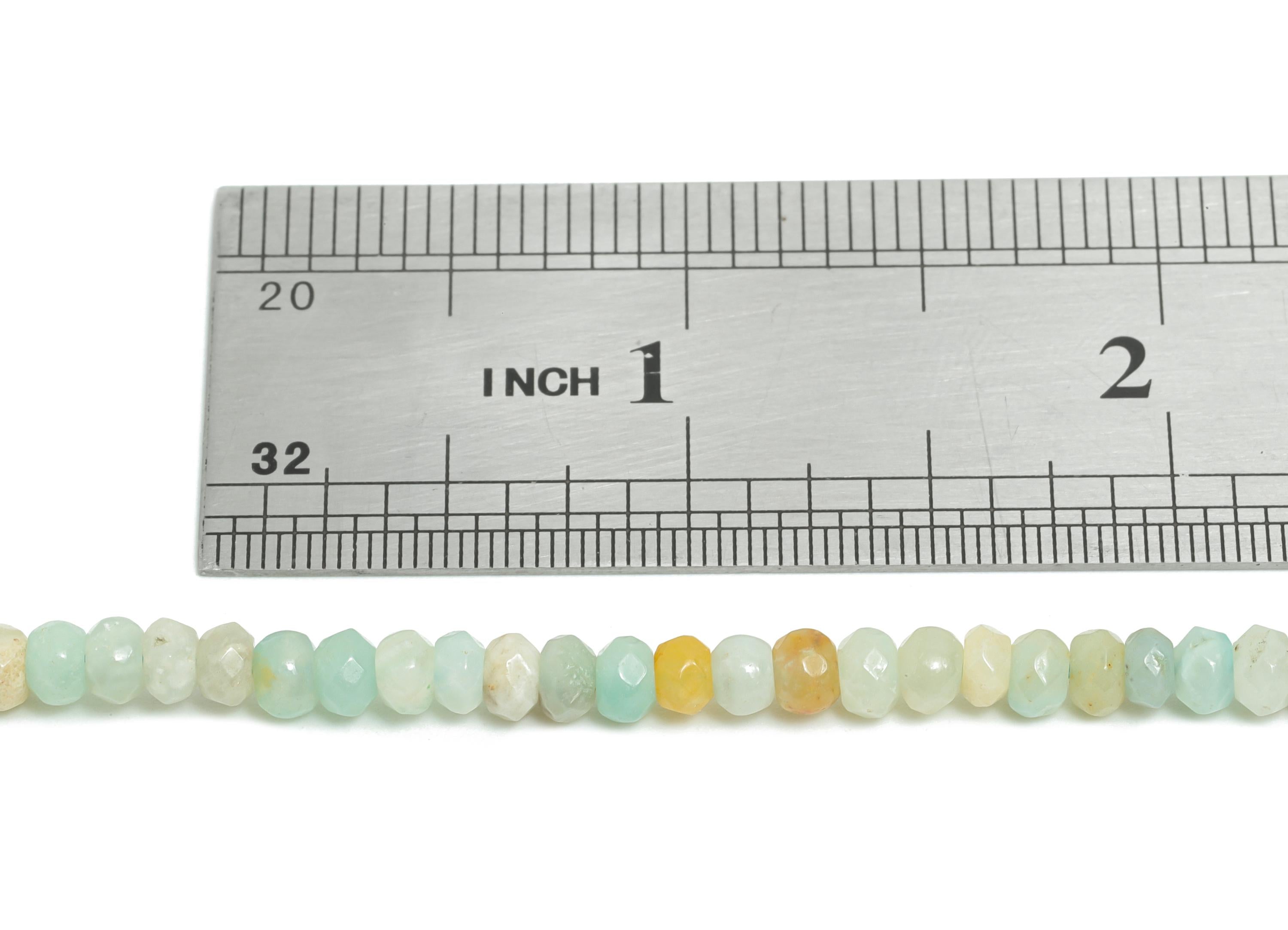 4x3mm Amazonite Natural Stone Beads - Faceted Rondella 14.56inch /Strand - DIY Crafting Gemstone Beads - Beading Craft Supplies - NS2980 - DOMEDBAZAAR