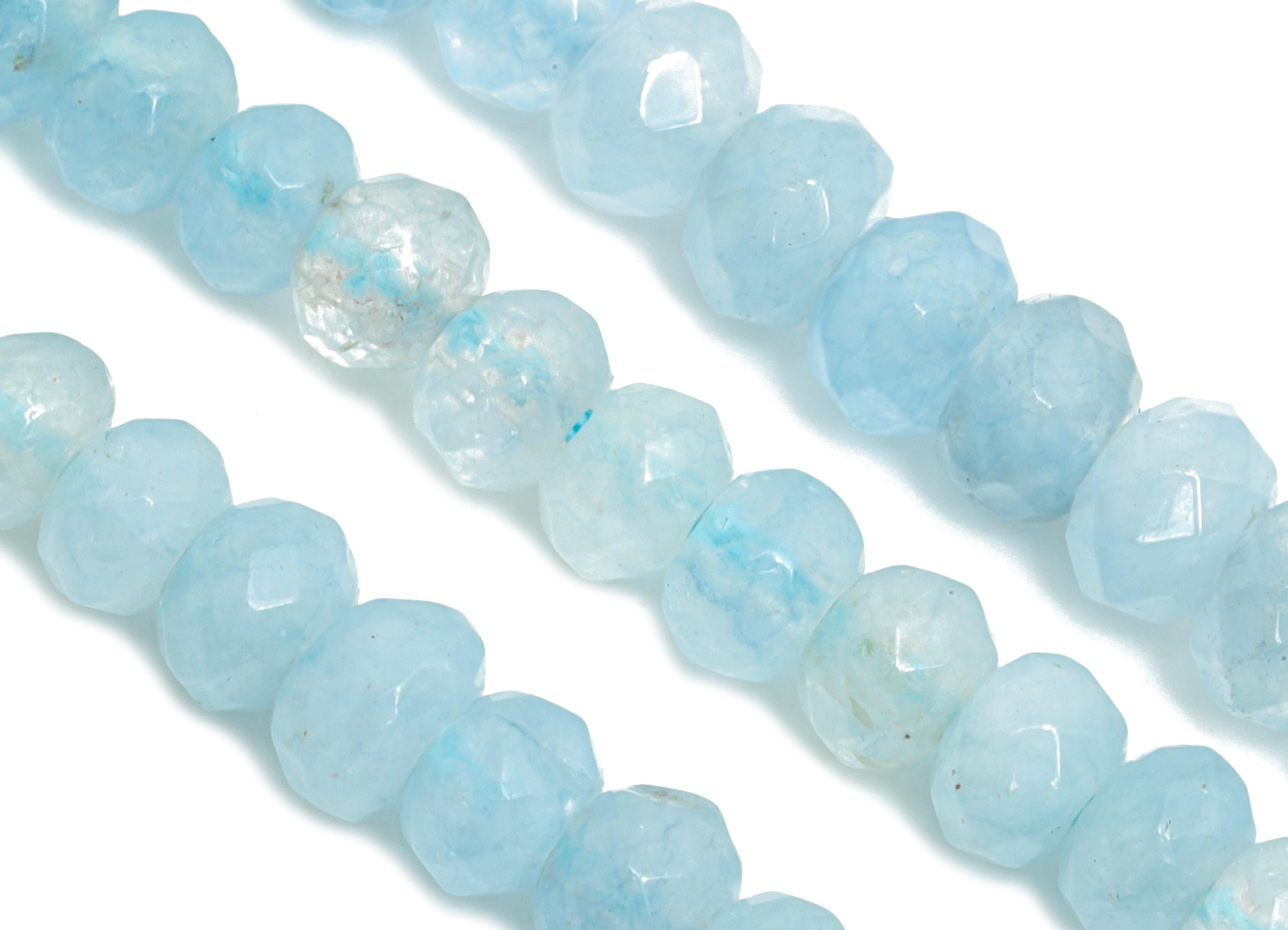 4x2mm Aquamarine Natural Stone - Faceted Rondella Aquamarine 14.56 inch /Strand - DIY Crafting Gemstone Bead - Bead Craft Supplies - NS2978 - DOMEDBAZAAR