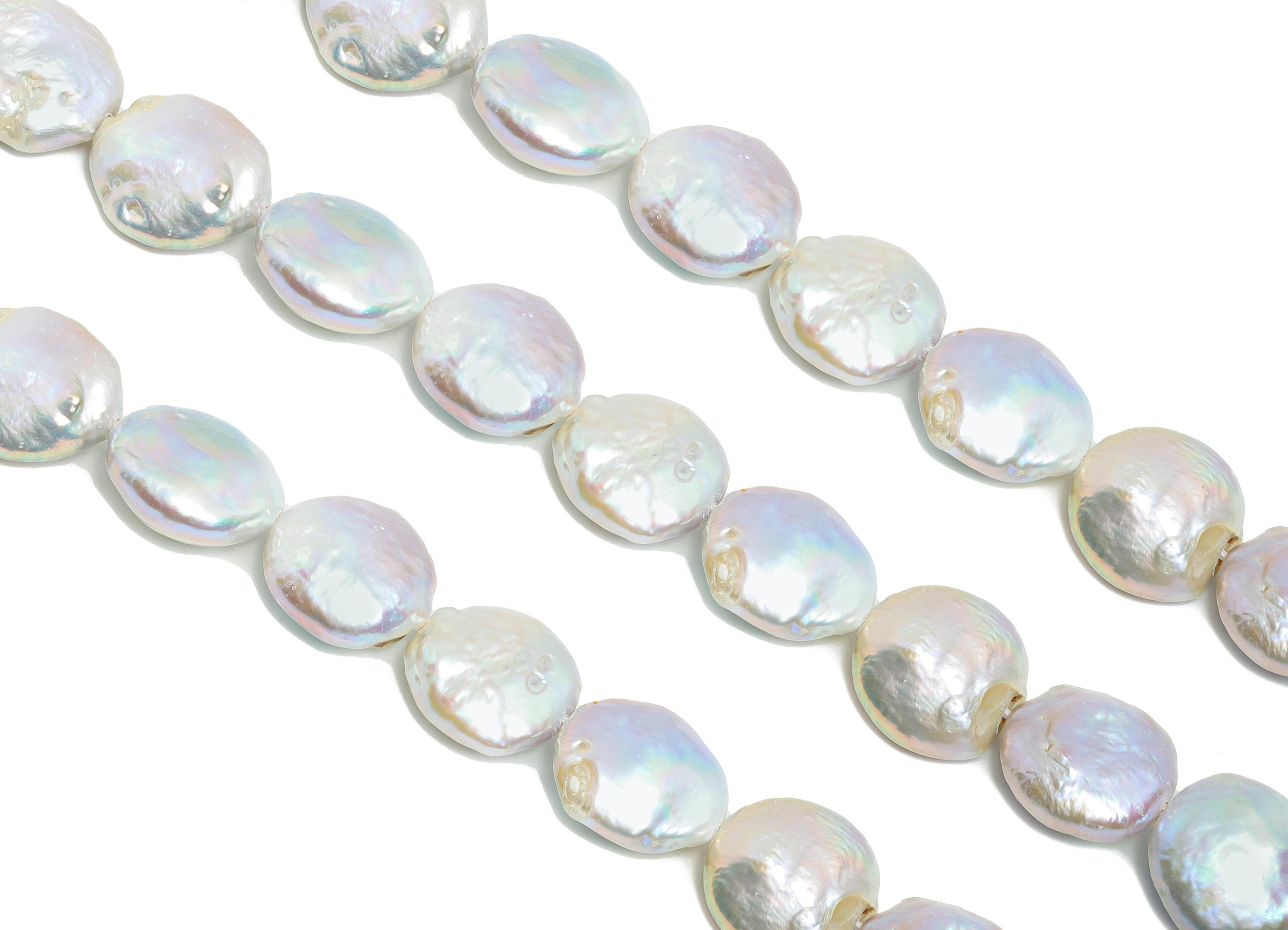 Mother of Pearls - Baroque Coin Pearls - Shell Pearl 15.5inch /Strand - Iridescent Pearl - Elegant Baroque Jewelry Making - 13x14mm - NS2426 - DOMEDBAZAAR