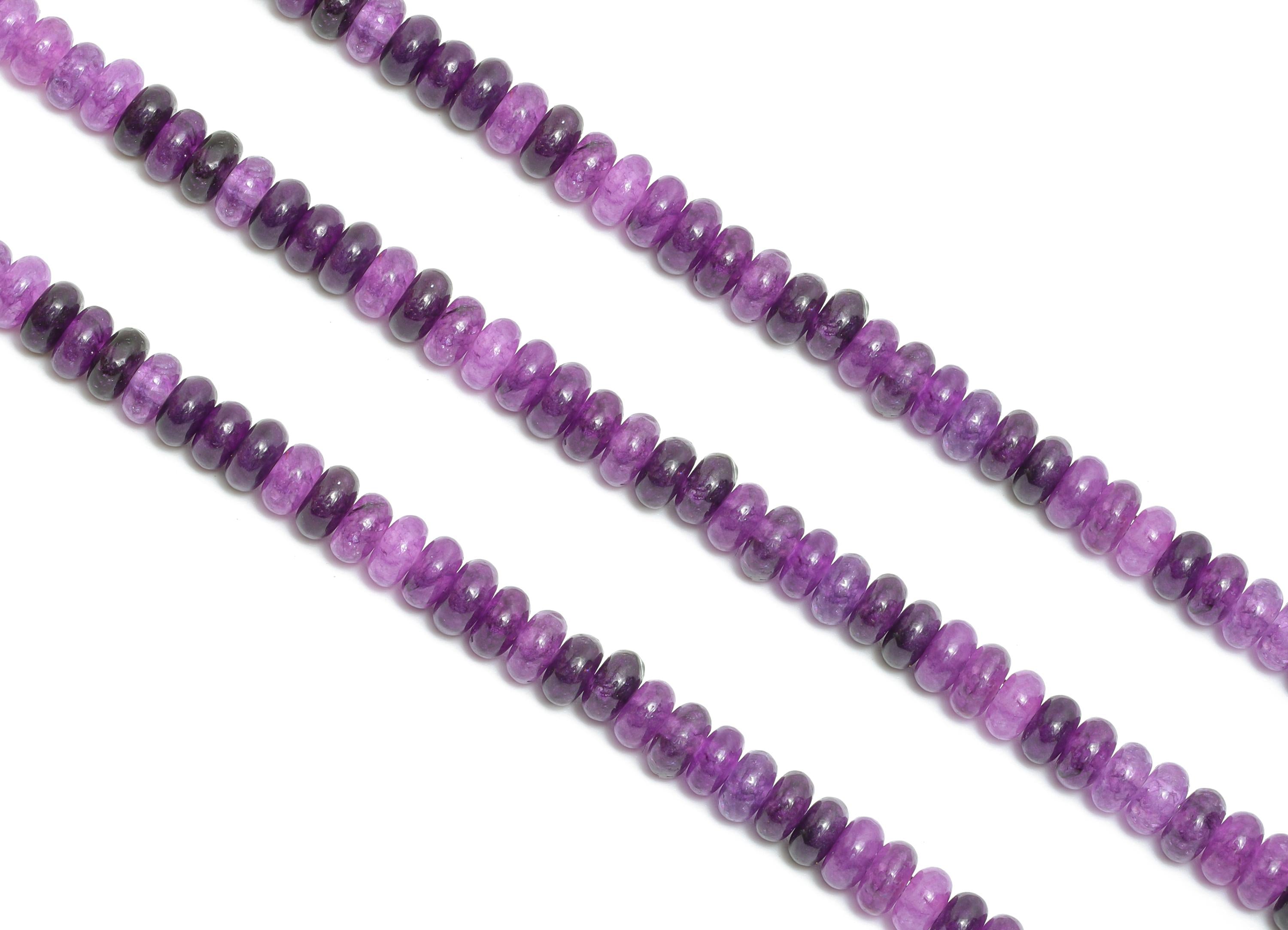 4x2mm Amethyst Natural Stone - Smooth Rondella 15 inch /Strand - High-Quality Healing Gemstone Bead - Bead Craft Supplies - NS2988 - DOMEDBAZAAR