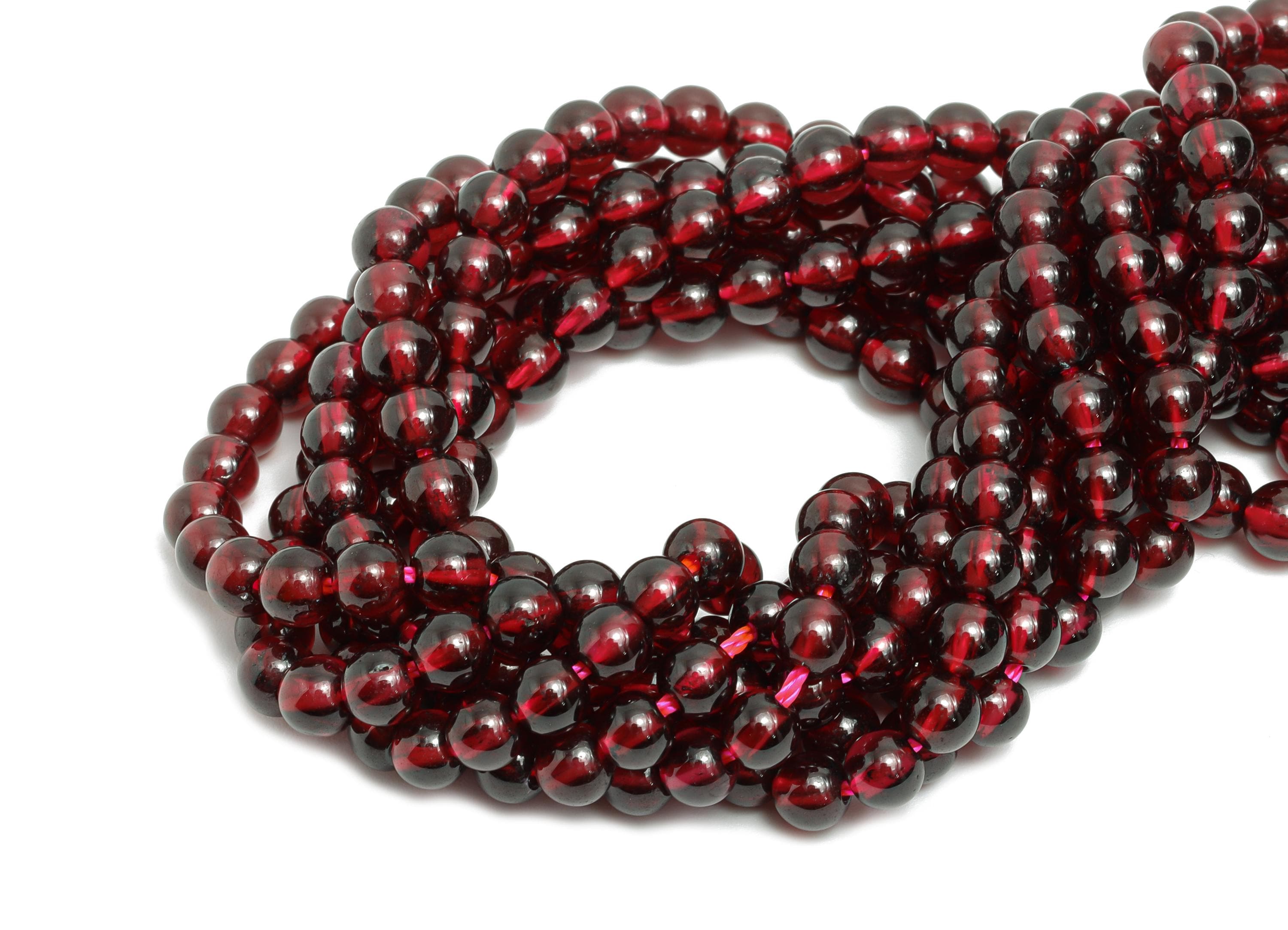 4mm Garnet Natural Stone - Smooth Round Garnet 15.5 inch /Strand - High-Quality Gemstone Bead - Elegant Purple Bead Craft Gemstone - NS2420 - DOMEDBAZAAR