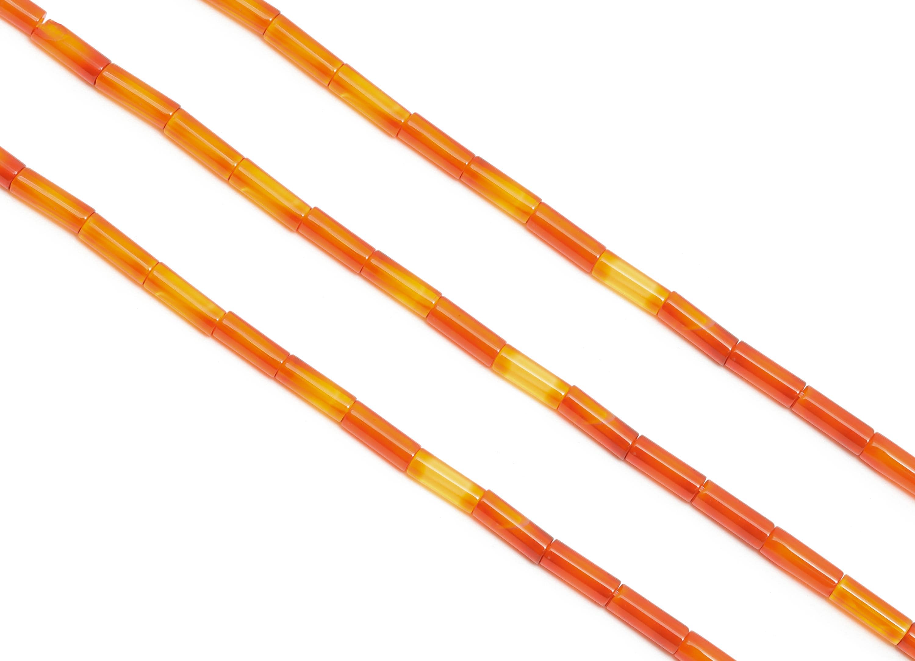 3x6mm Red Agate Cylinder Beads - Red Agate Cylinder Tube 15.35 Inch/Strand - High-Quality Gemstone Bead - Bead Craft Making - NS2972 - DOMEDBAZAAR