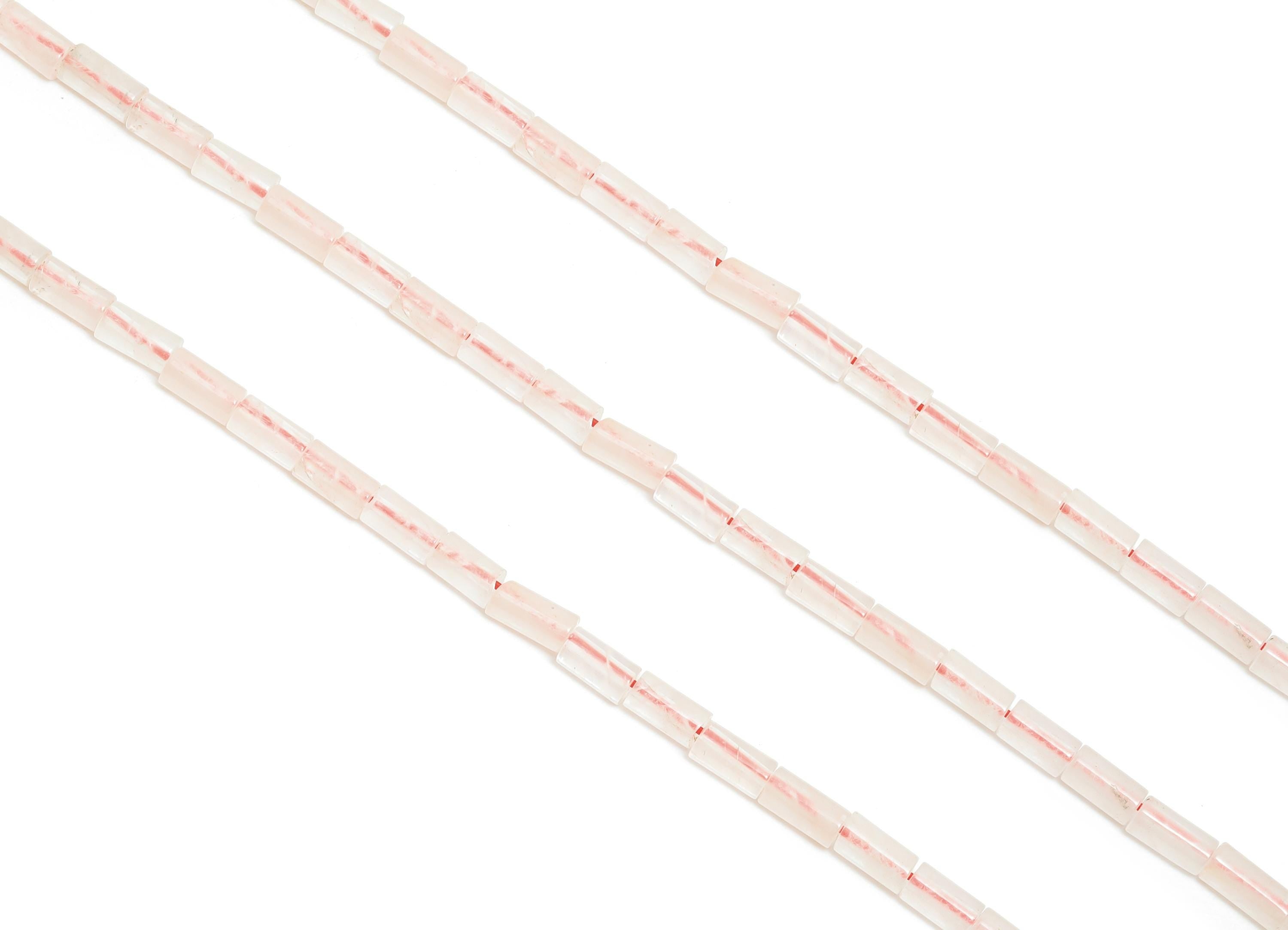 6x3mm Pink Quartz Natural Stone Beads - Cylinder Bead Stone 15.35 Inch/Strand - Cylinder Tube Stone Bead - DIY Craft Making Bead - NS2970 - DOMEDBAZAAR