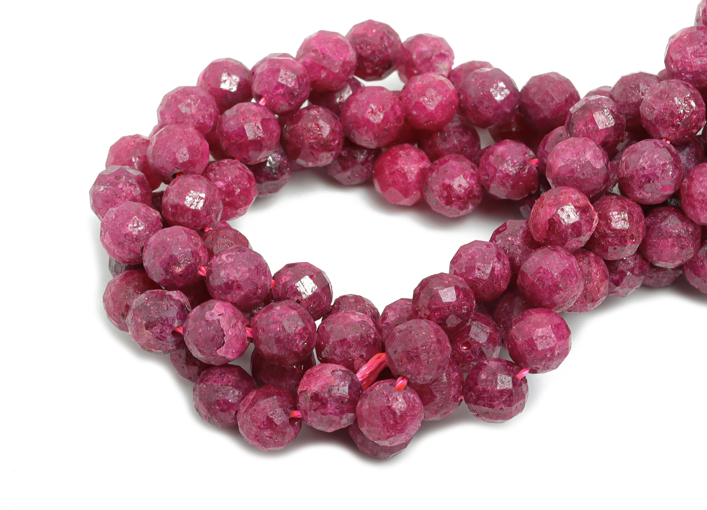 6mm Ruby Natural Stone Bead - Faceted Round Ruby 15.5 inch /Strand - Crafting Gemstone Bead - Healing Stone Bead - Bead Craft Making -NS2443 - DOMEDBAZAAR