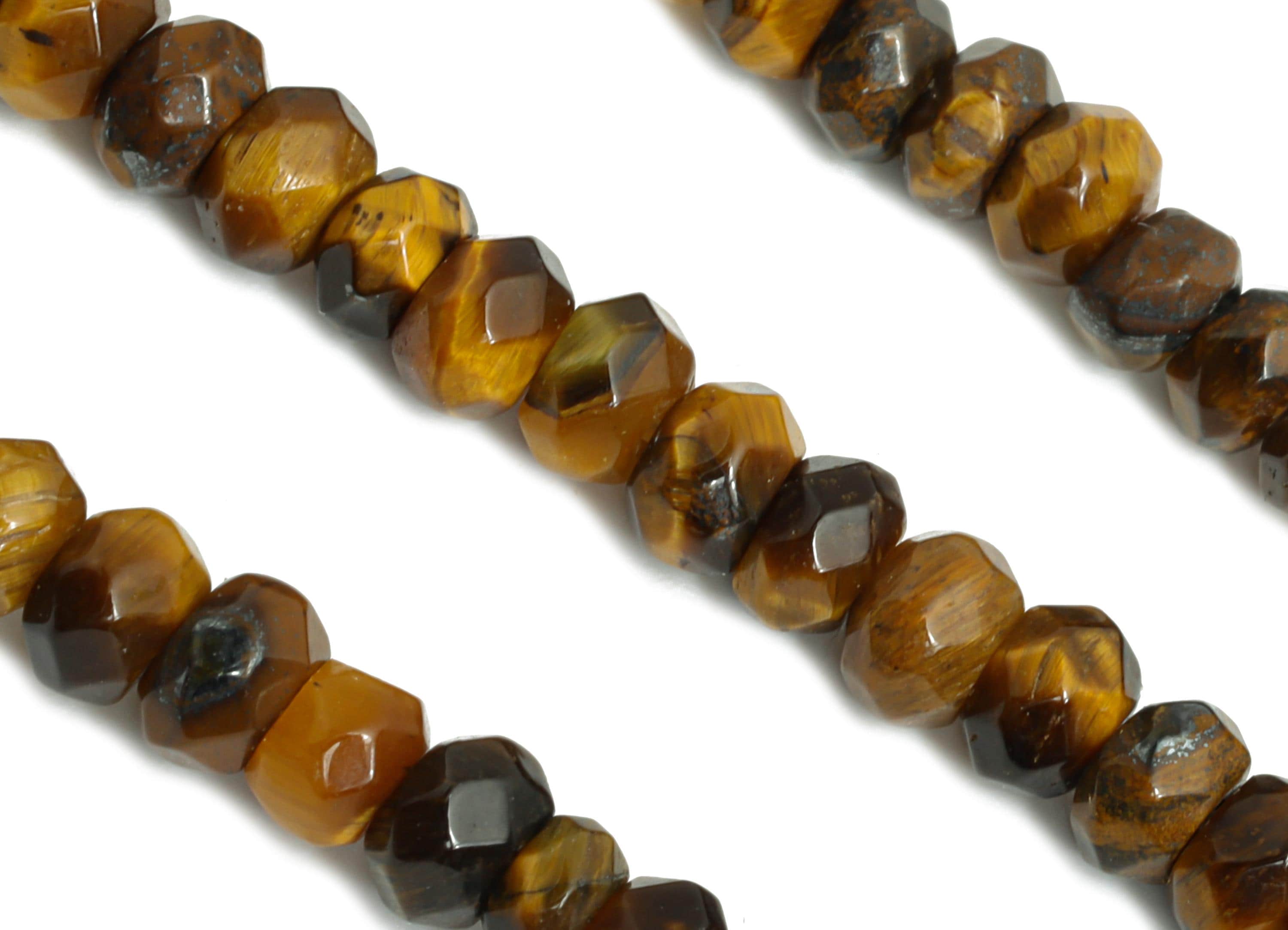 4mm Tiger's Eye Natural Stone Beads - Faceted Rondella Tiger's Eye 14.56 inch /Strand - DIY Crafting Gemstone Beads - Craft Making - NS2986 - DOMEDBAZAAR