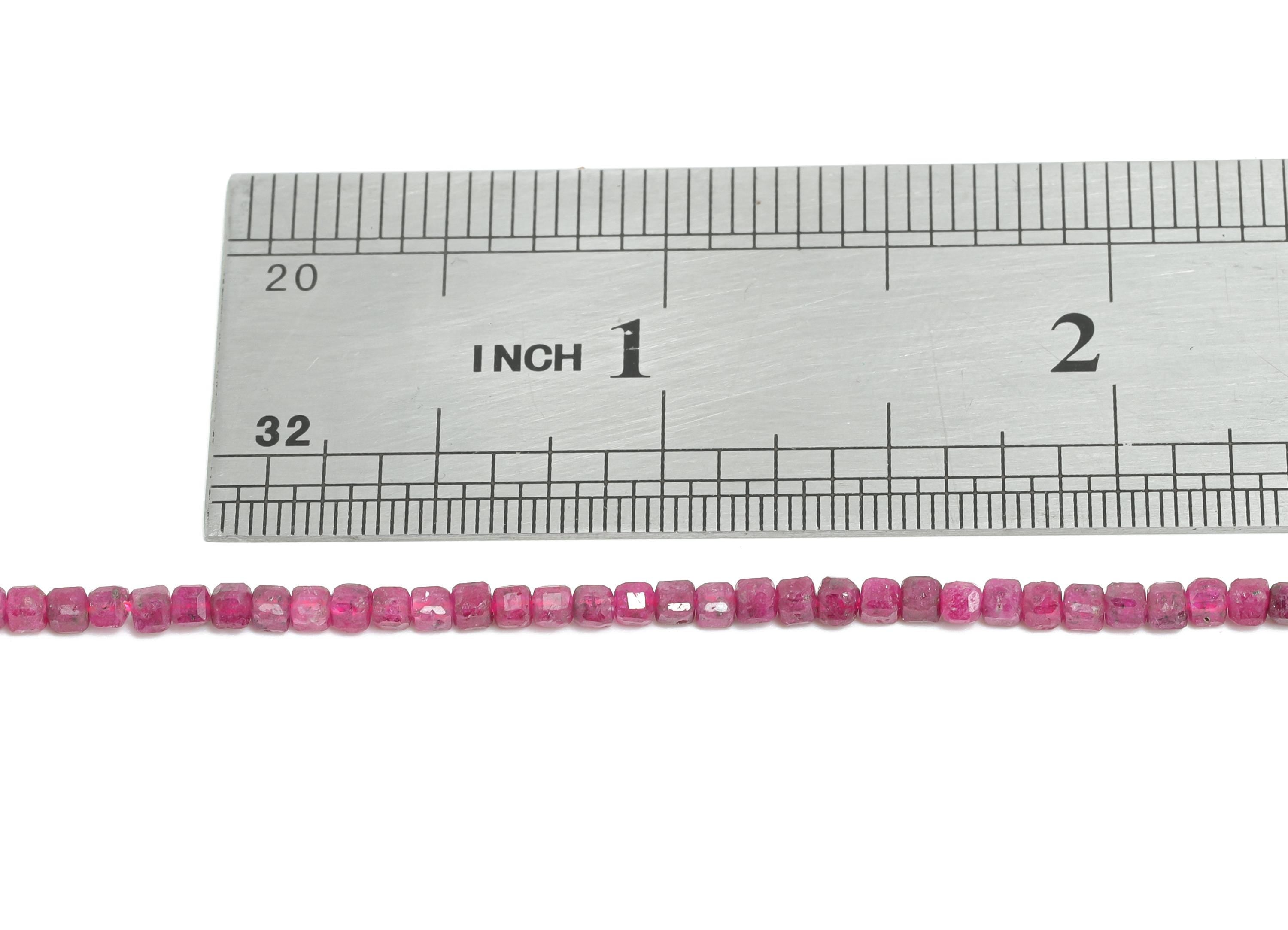 2x2mm Ruby Natural Stone Bead - Faceted Cube Ruby Bead 15.5inch/Strand - Gemstone Craft - DIY Beading Supplies - Handmade Jewelry - NS2433 - DOMEDBAZAAR