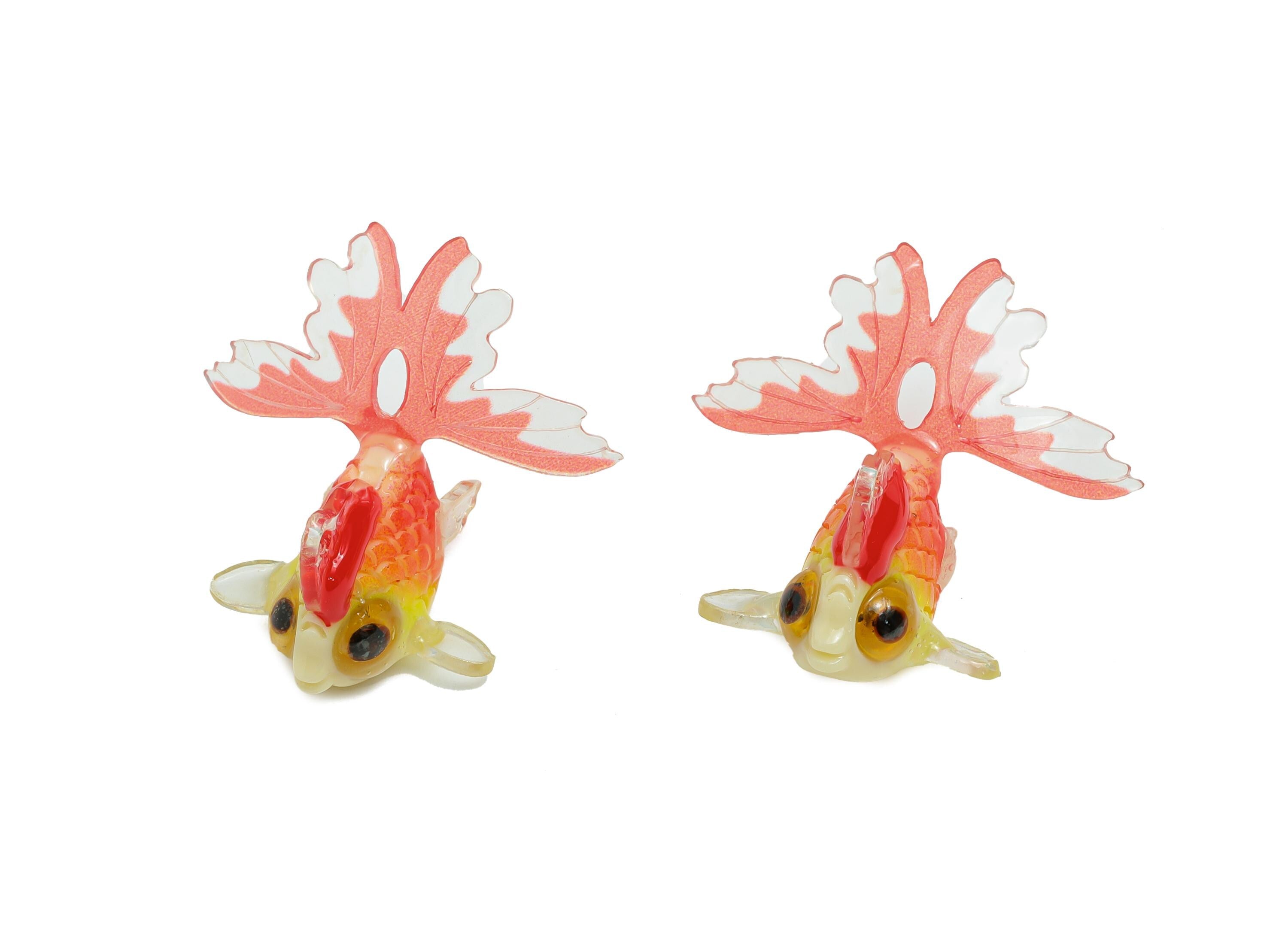 Heat Shrink Plastic Fish - Shrinkable Plastic Fish Figurine - Figure Fish Earring Charm - Figure Fish Earring Charm - 28x27x17mm - AC2677A - DOMEDBAZAAR