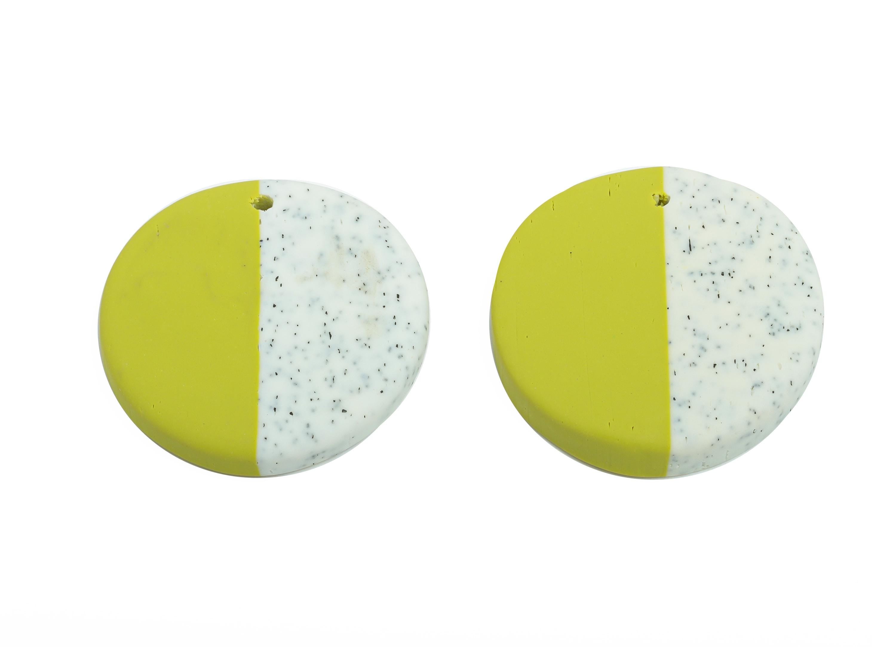 Polymer Clay Round Earring Charms - Polymer Clay Circle Pendant - Earring Findings - Handmade Jewelry DIY - 24.7x25.65x4.35mm - PC2361 - DOMEDBAZAAR