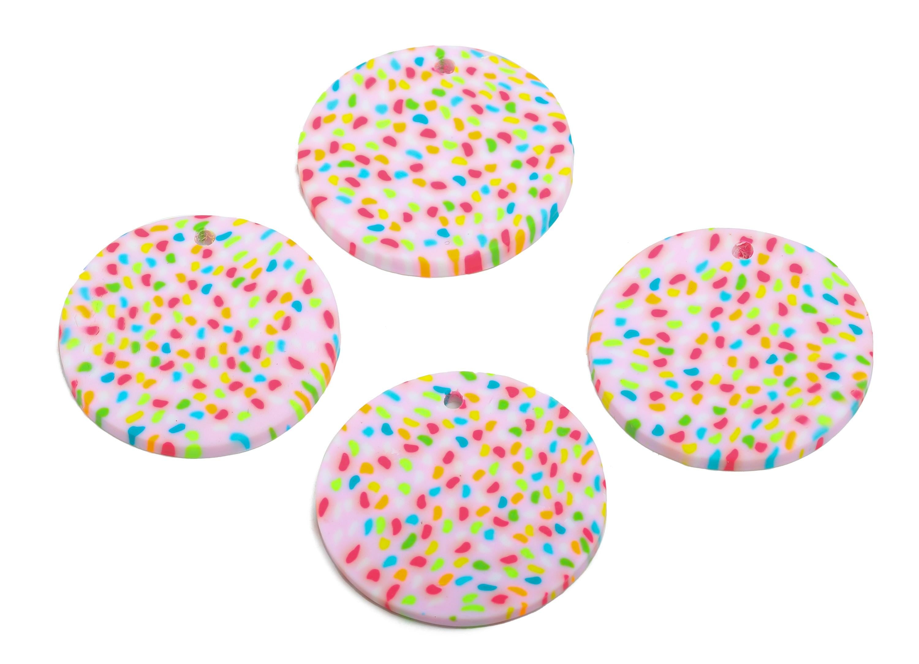 Colorful Sprinkles Polymer Clay Pendant - Vibrant Sprinkle Pattern Pendant Jewelry - Birthday Cake Jewelry Piece - 26x25x2.22mm - PC2357 - DOMEDBAZAAR