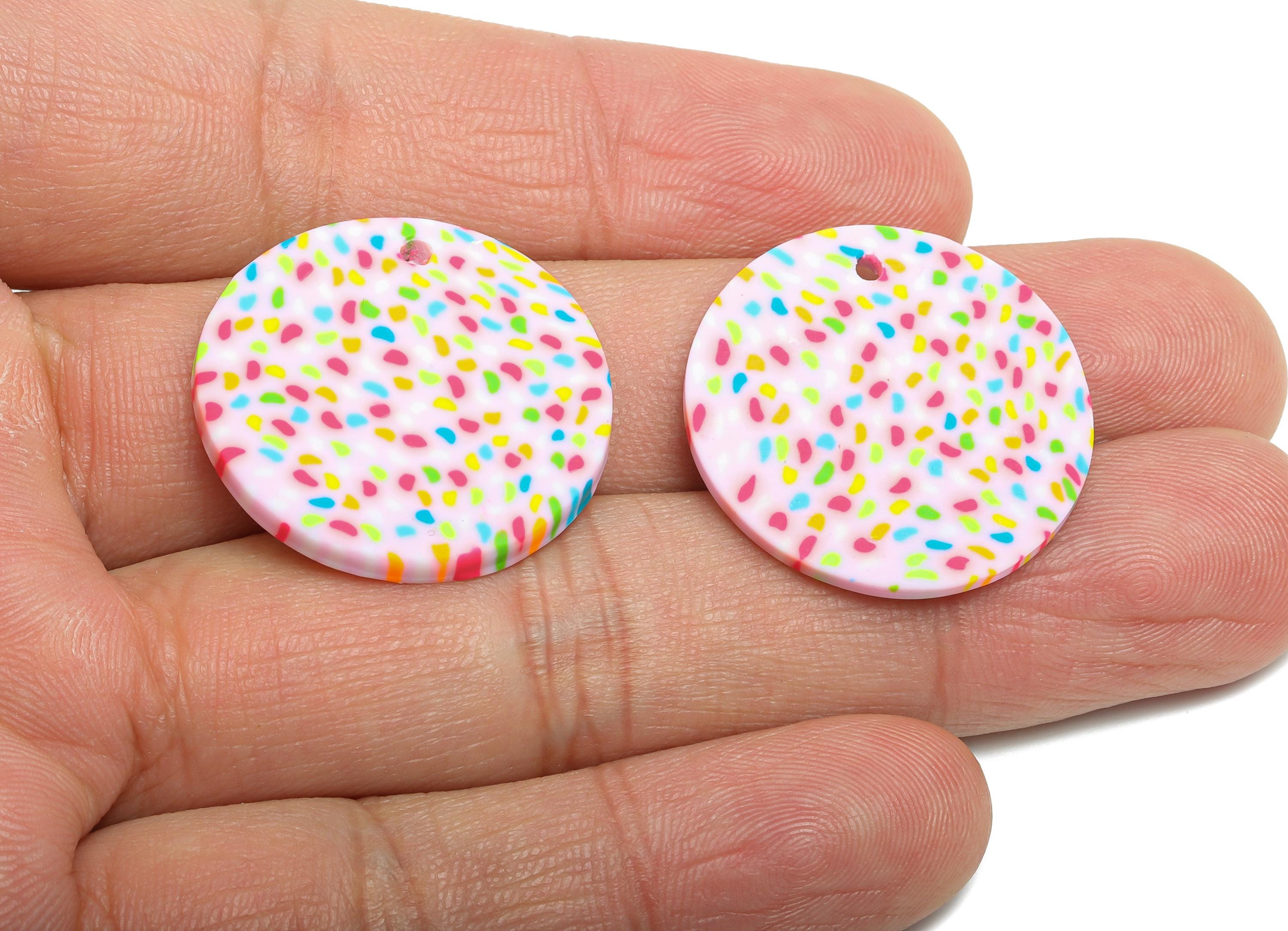 Colorful Sprinkles Polymer Clay Pendant - Vibrant Sprinkle Pattern Pendant Jewelry - Birthday Cake Jewelry Piece - 26x25x2.22mm - PC2357 - DOMEDBAZAAR