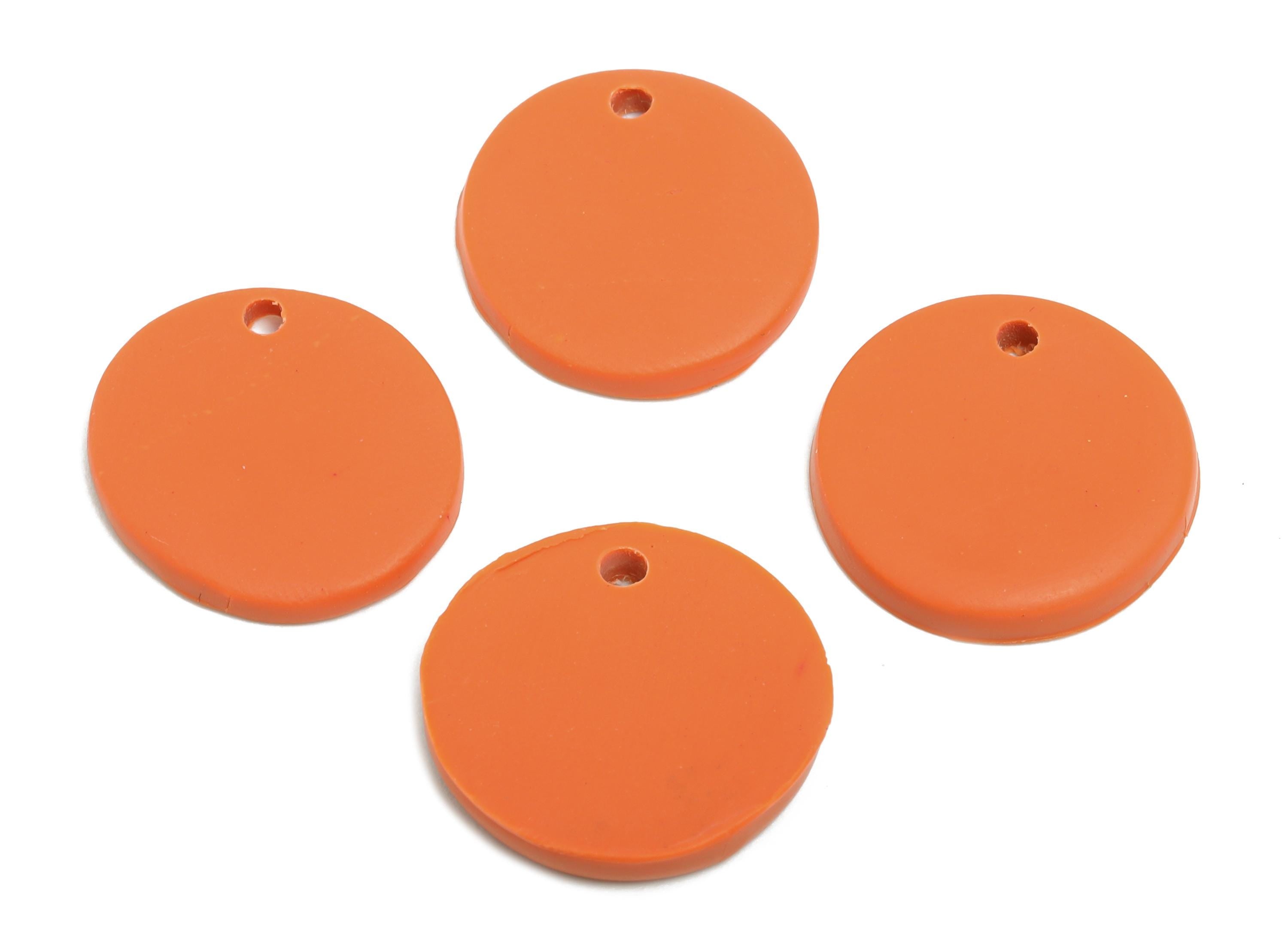 Polymer Clay Round Charms - Handmade Orange Charms - Earring Findings - Bold Geometric Fashion - Whimsical Polymer Clay - 18x18x2mm-PC2420