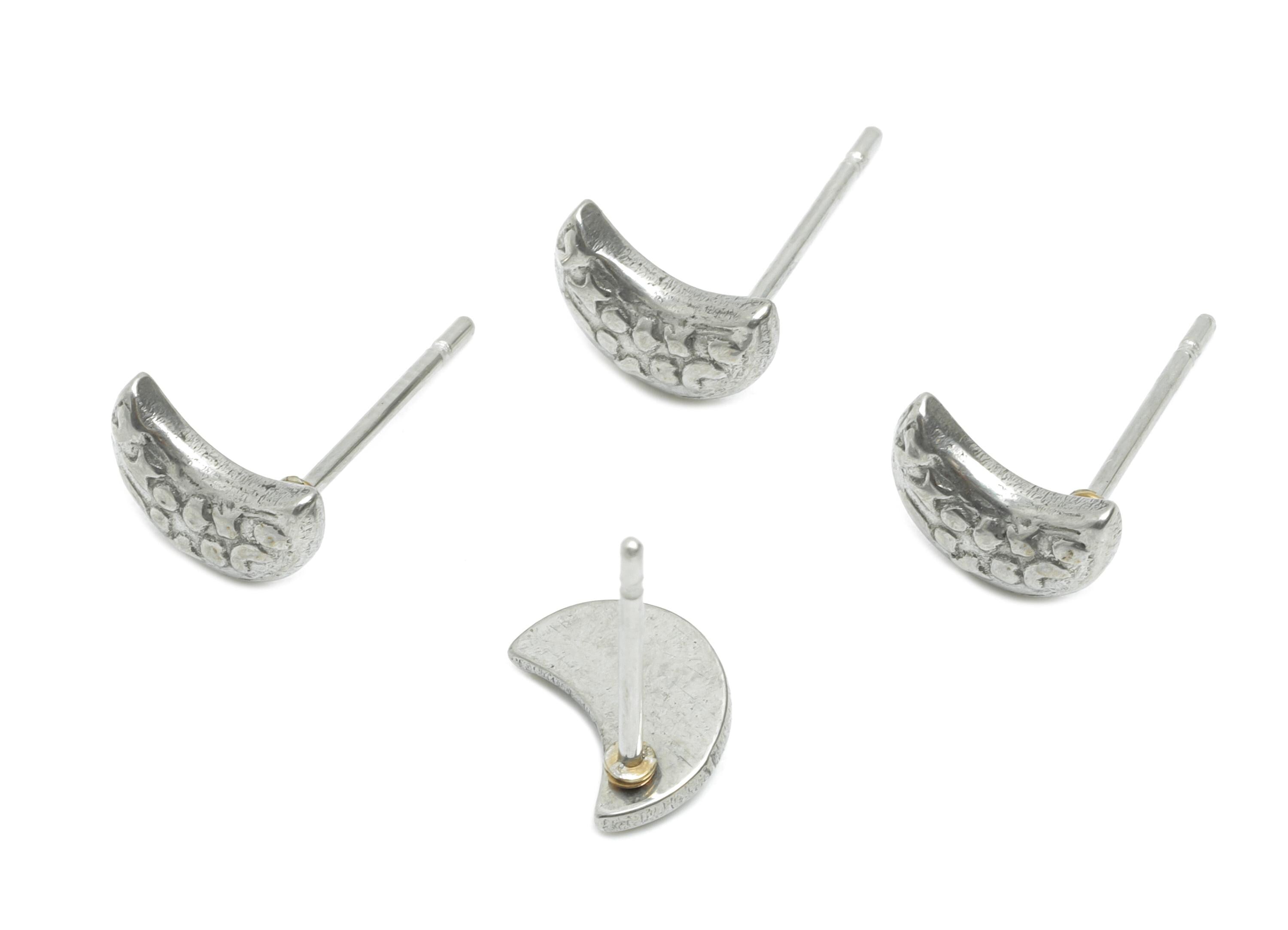 Stainless Steel Crescent Stud - Silver Celestial Moon Earring Post - Minimalist Moon Earring Stud - Steel Jewelry - 8.3x6.09x1.84mm - SS2147 - DOMEDBAZAAR