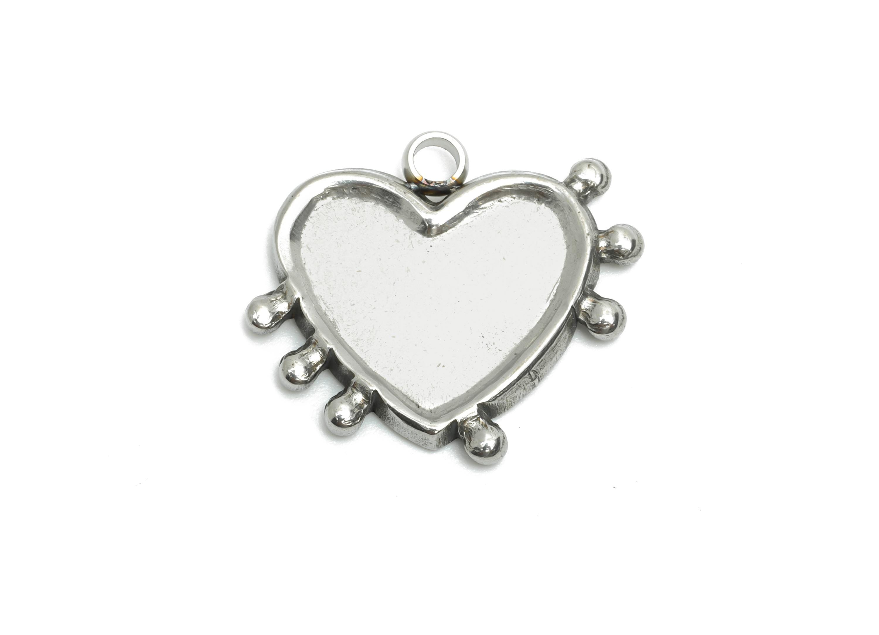 Stainless Steel Heart Charm - Vintage Heart Pendant for Necklace - Romantic Steel Heart Charm - Jewelry Making - 18.8x22.7x2.86mm - SS2203 - DOMEDBAZAAR