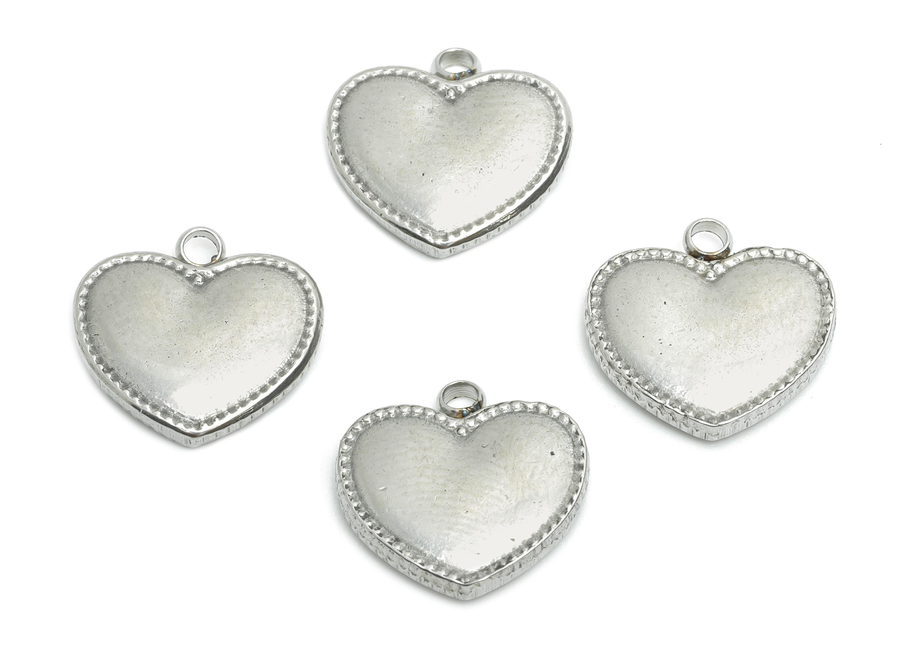 Stainless Steel Heart Pendant - Timeless Heart Necklace Pendant - Romantic Jewelry Accessories - Steel Finding - 13.6x14.27x2.84mm - SS2198 - DOMEDBAZAAR