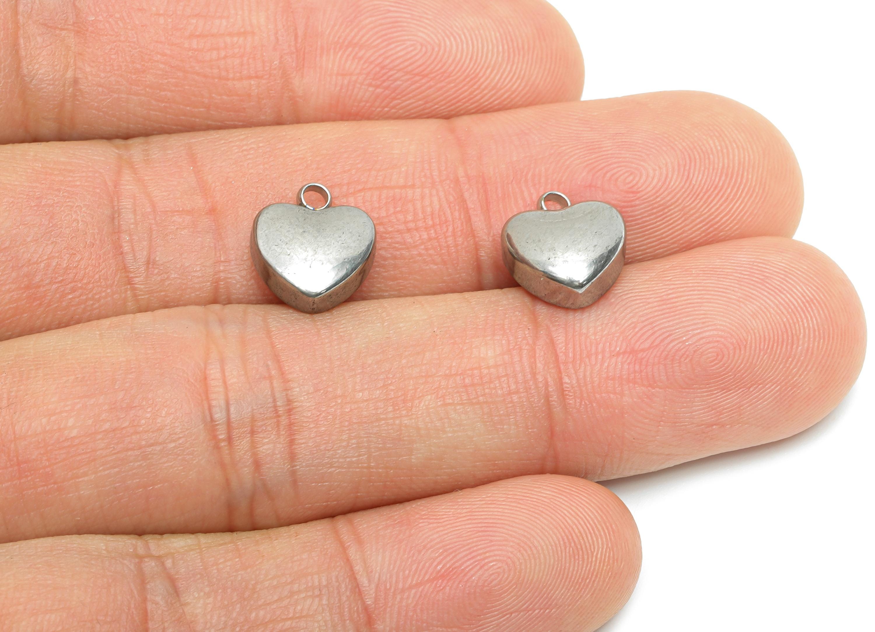Stainless Steel Heart Charms - Classic Silver Heart Bracelet Charm - Romantic Heart Charms - Steel Jewelry Component - 11.17x10x5mm - SS2196 - DOMEDBAZAAR