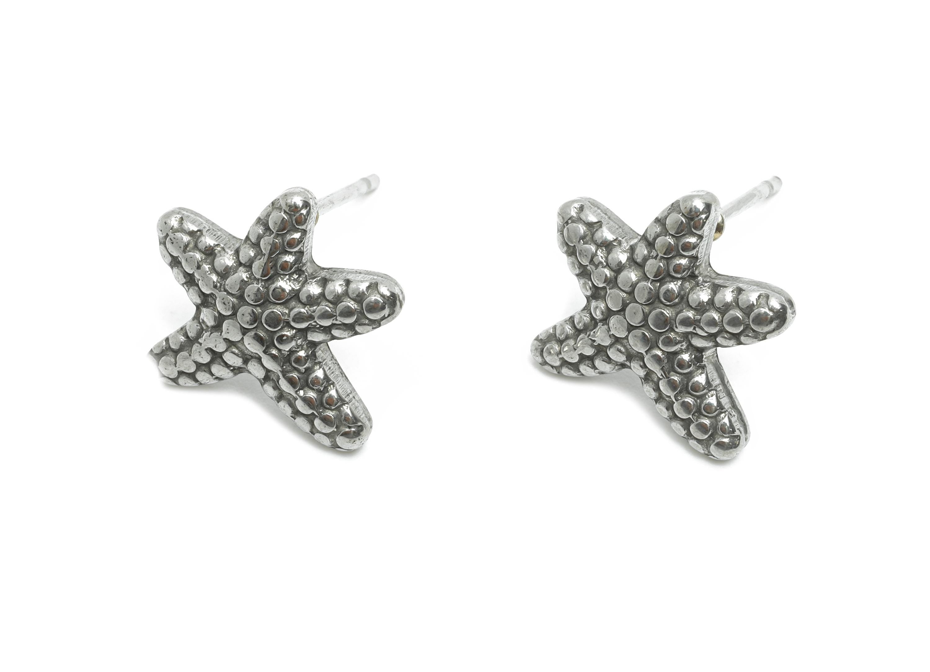 Steel Starfish Studs - Tropical Silver Starfish Earring Post - Summer Beach Earring Stud - Steel Earring Findings - 14.4x12.9x2.8mm - SS2158 - DOMEDBAZAAR