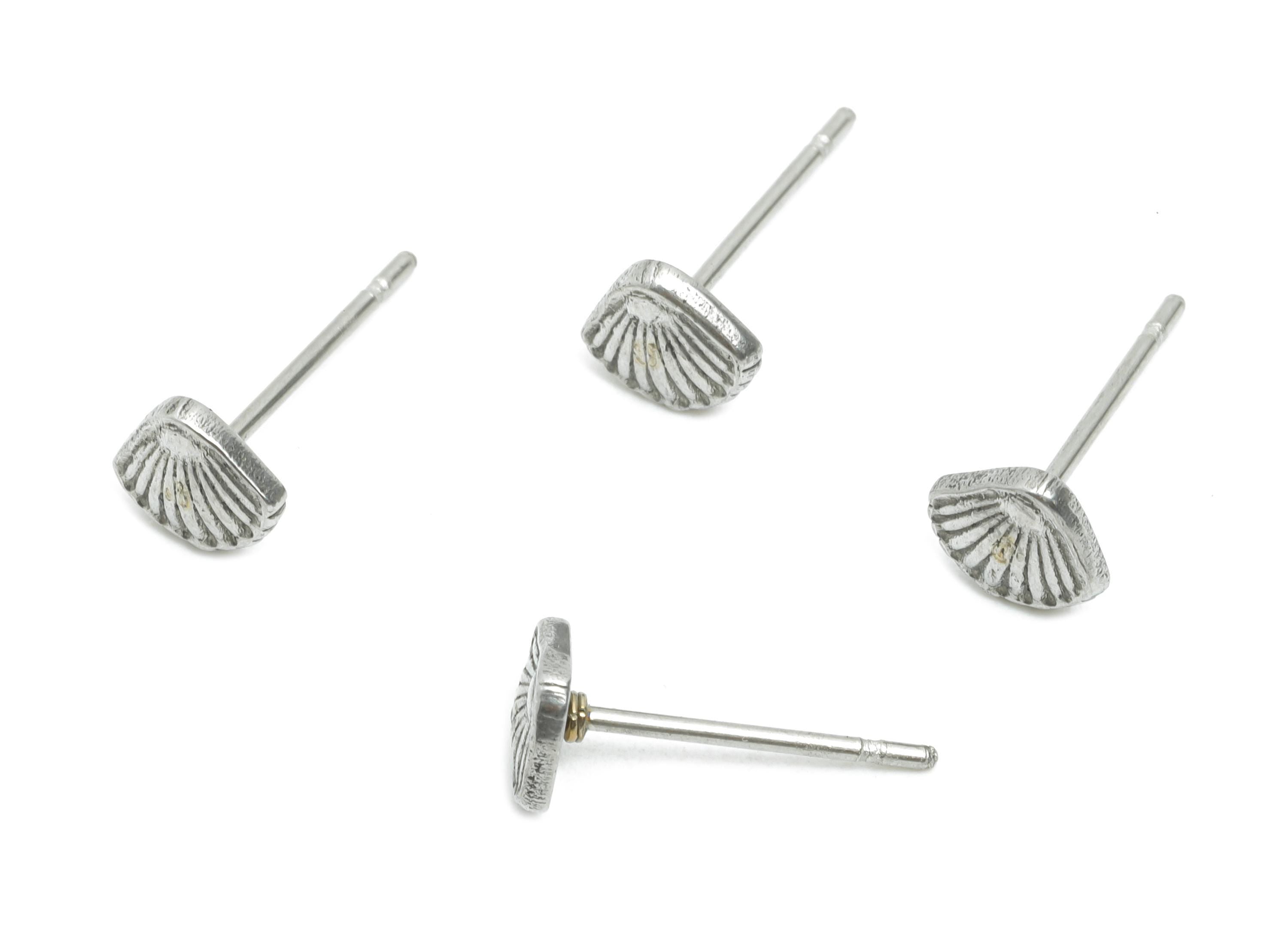 Steel Shell Earring Stud - Mini Simple Shell Earring Post - Beach-Themed Marine Earring Stud - Steel Jewelry Finding - 6.27x5.8x1mm - SS2160 - DOMEDBAZAAR