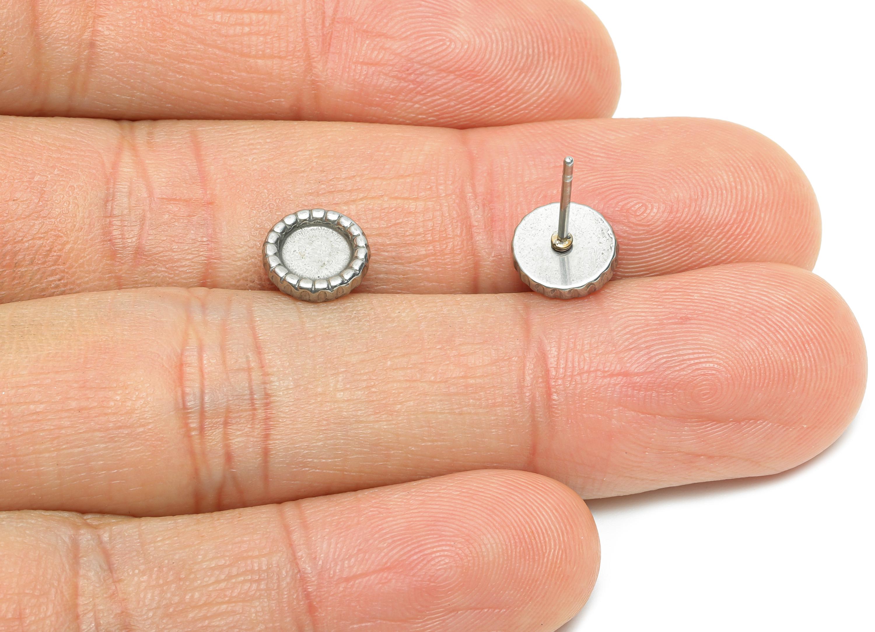 Steel Bezel Stud Earring - Steel Rope Border Earring Post - Blank Bezel for Customization - DIY Resin Earring Setting - 8x8x2.22mm - SS2173 - DOMEDBAZAAR