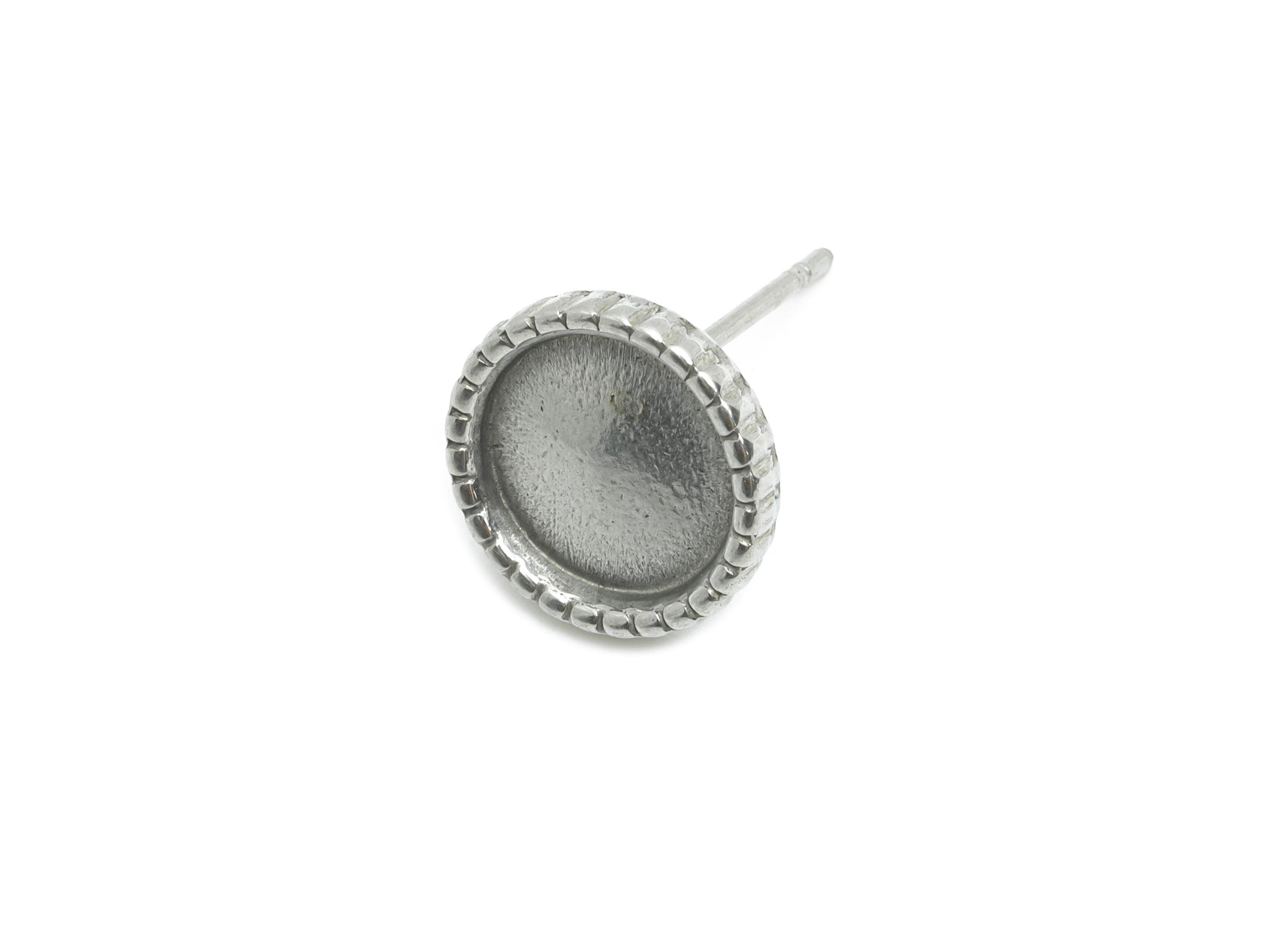 Steel Bezel Stud Earring - Steel Vintage Earring Post - Blank Bezel for Customization Jewelry - DIY Resin Earring Setting - 10x10x2mm-SS2152 - DOMEDBAZAAR