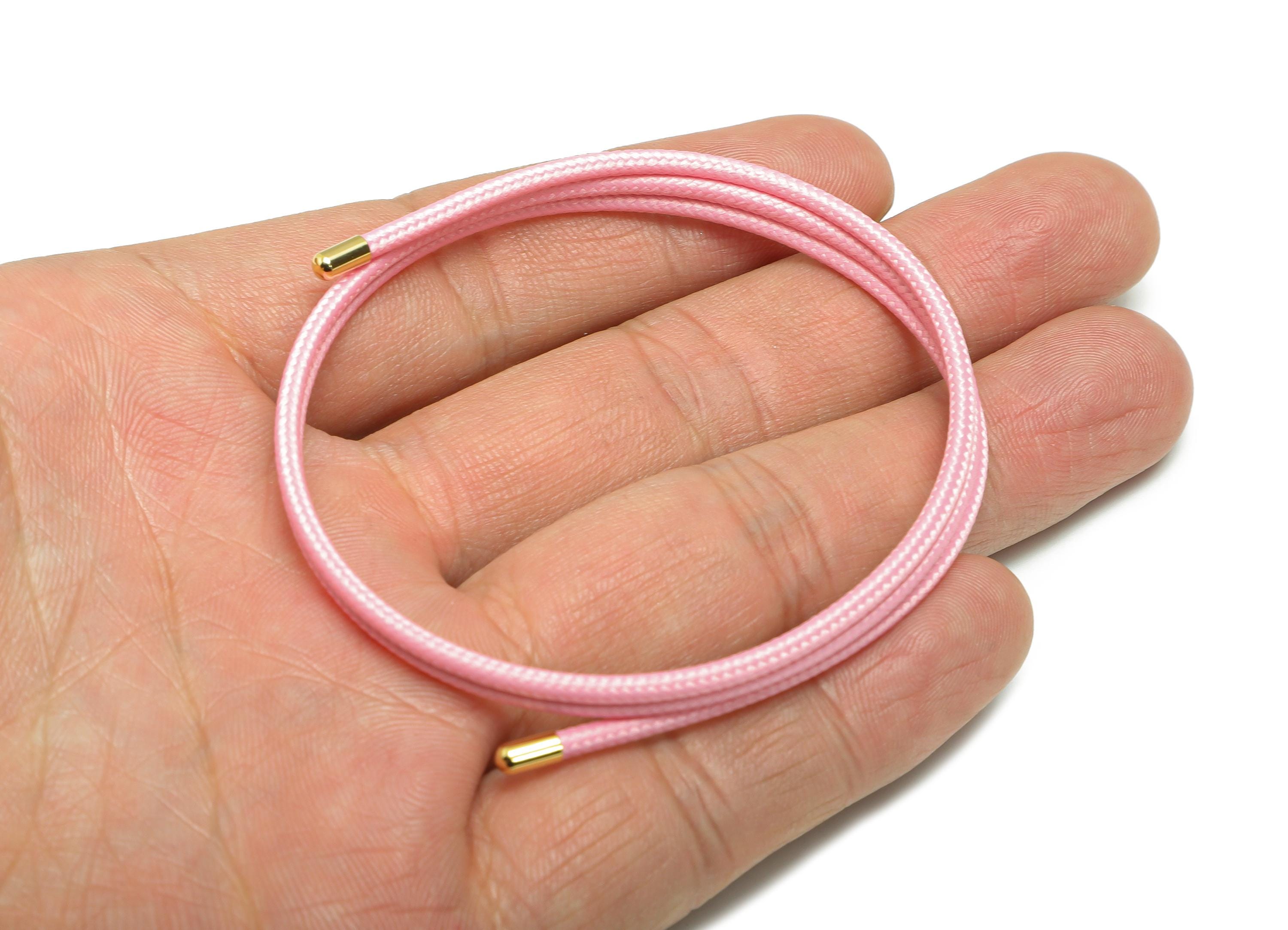 52cm Magnetic Rope Bracelet - Brass Adjustable Handmade Magnetic Rope Jewelry - Unisex Pink Magnetic Rope Necklace Making - HM1068C - DOMEDBAZAAR