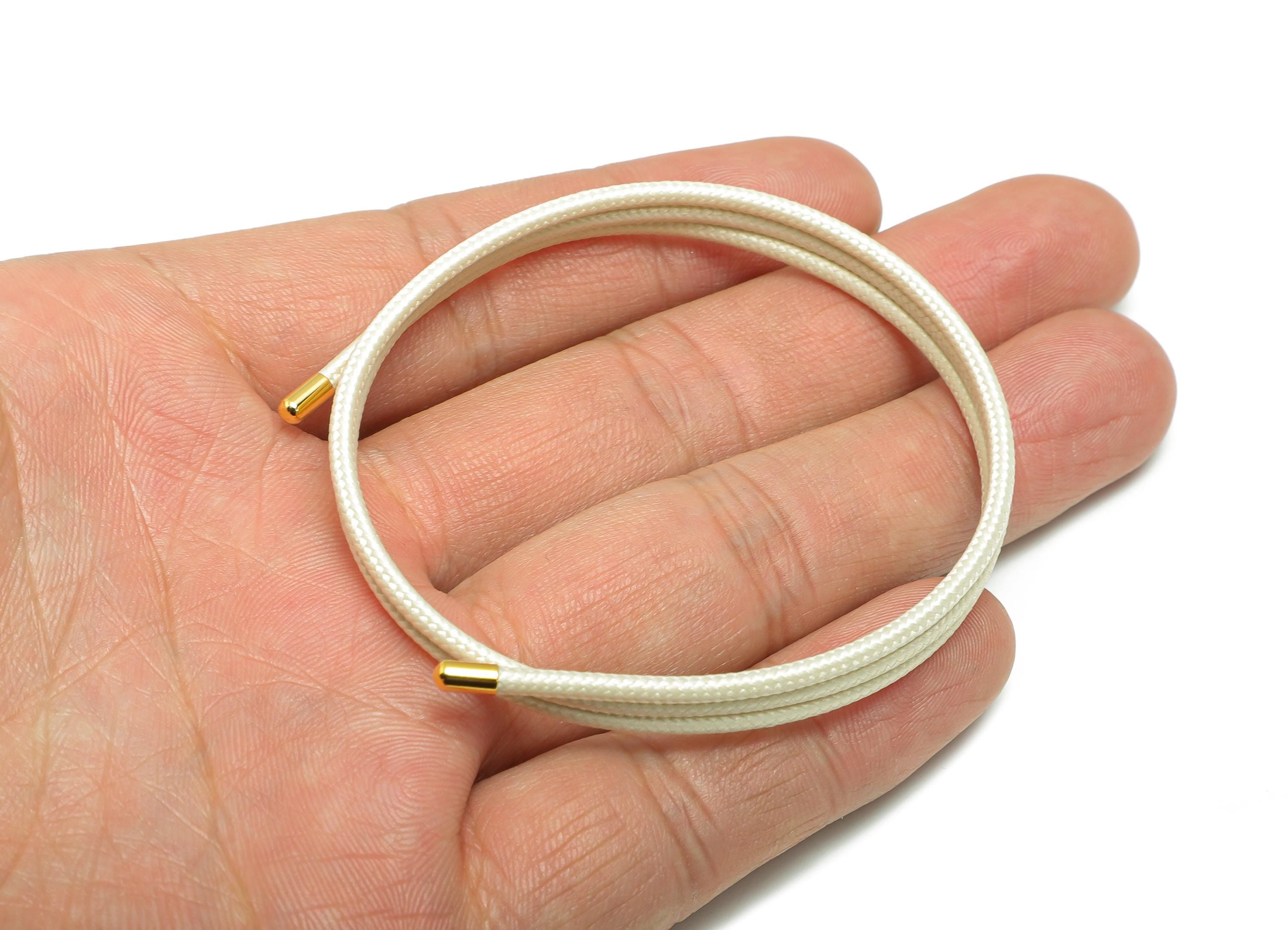 Magnetic Rope Bracelet or Necklace - Brass 52cm Adjustable Cord - White Magnetic Rope Bracelet - Unisex Magnetic Necklace Making - HM1068D - DOMEDBAZAAR