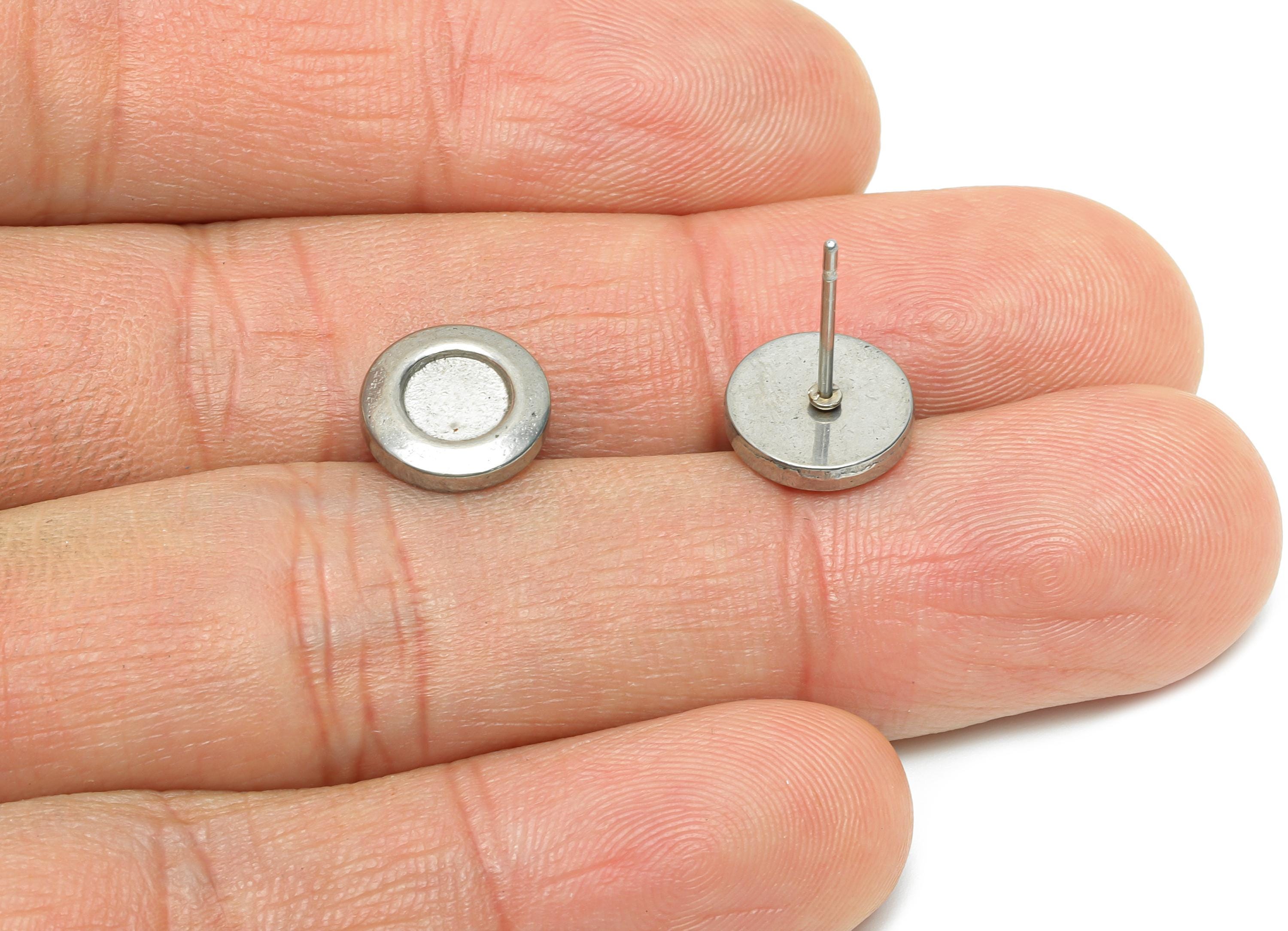 DIY Resin Earring Stud - Small Round Bezel Stud Earring - Cabochon Stud Earrings for Crafting - Handmade Tiny Stud Earring -10x10x2mm-SS2175 - DOMEDBAZAAR